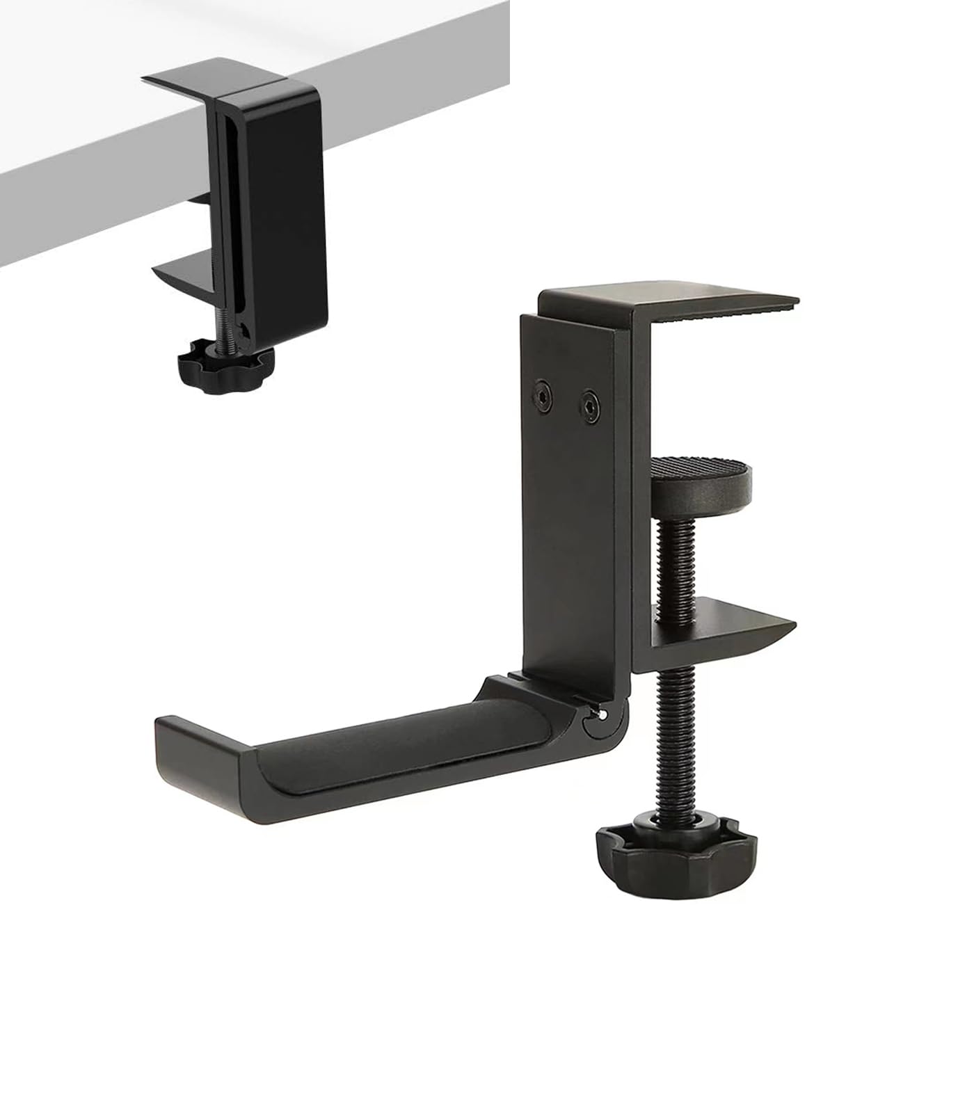 DAZLOR Adjustable Foldable Headphone Stand - Desk Mount Hook Hanger for Gaming Headsets, Earphones & Accessories - Perfect for Home Office, Gaming Setup & Workspace Organization