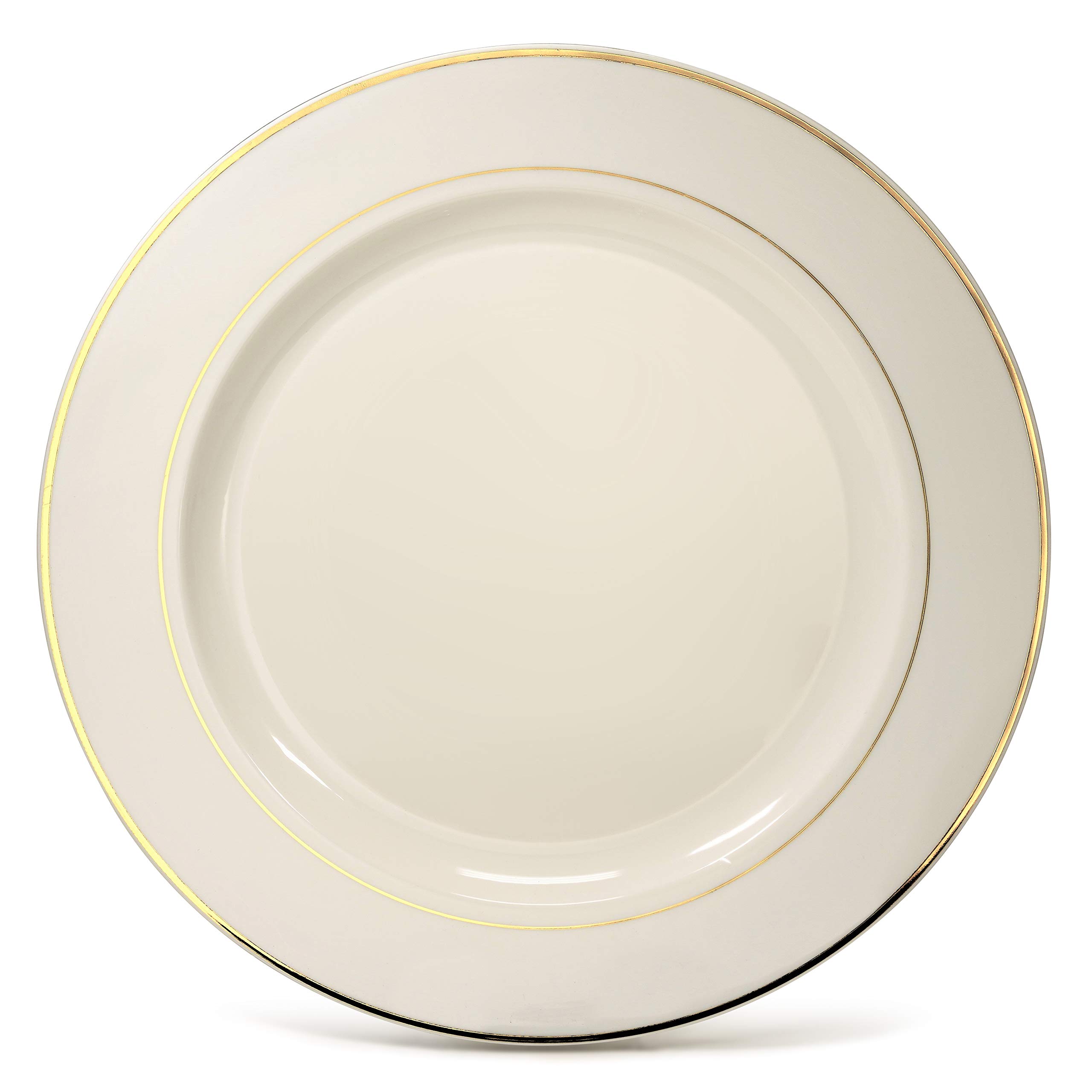 240-Piece Heavyweight Disposable Plastic Charger Plates - 12'' Ivory & Gold Rim for Weddings, Parties & Events - Elegant Serving Trays for Buffets, Banquets & Special Occasions