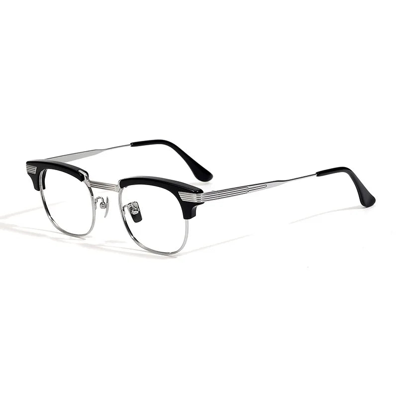 Stylish Unisex Black Titanium Acetate Eyeglasses - Oval & Square Full Rim Frames (Model 42909) | Perfect for Work, Reading & Fashion Accessories