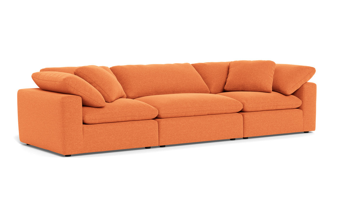 Fluffy 3-Piece Sofa Set - Ultra Soft Plush Fabric Sectional Couch for Living Room, Lounge & Family Room - Comfortable Modern L-Shaped Sofa with Pillows
