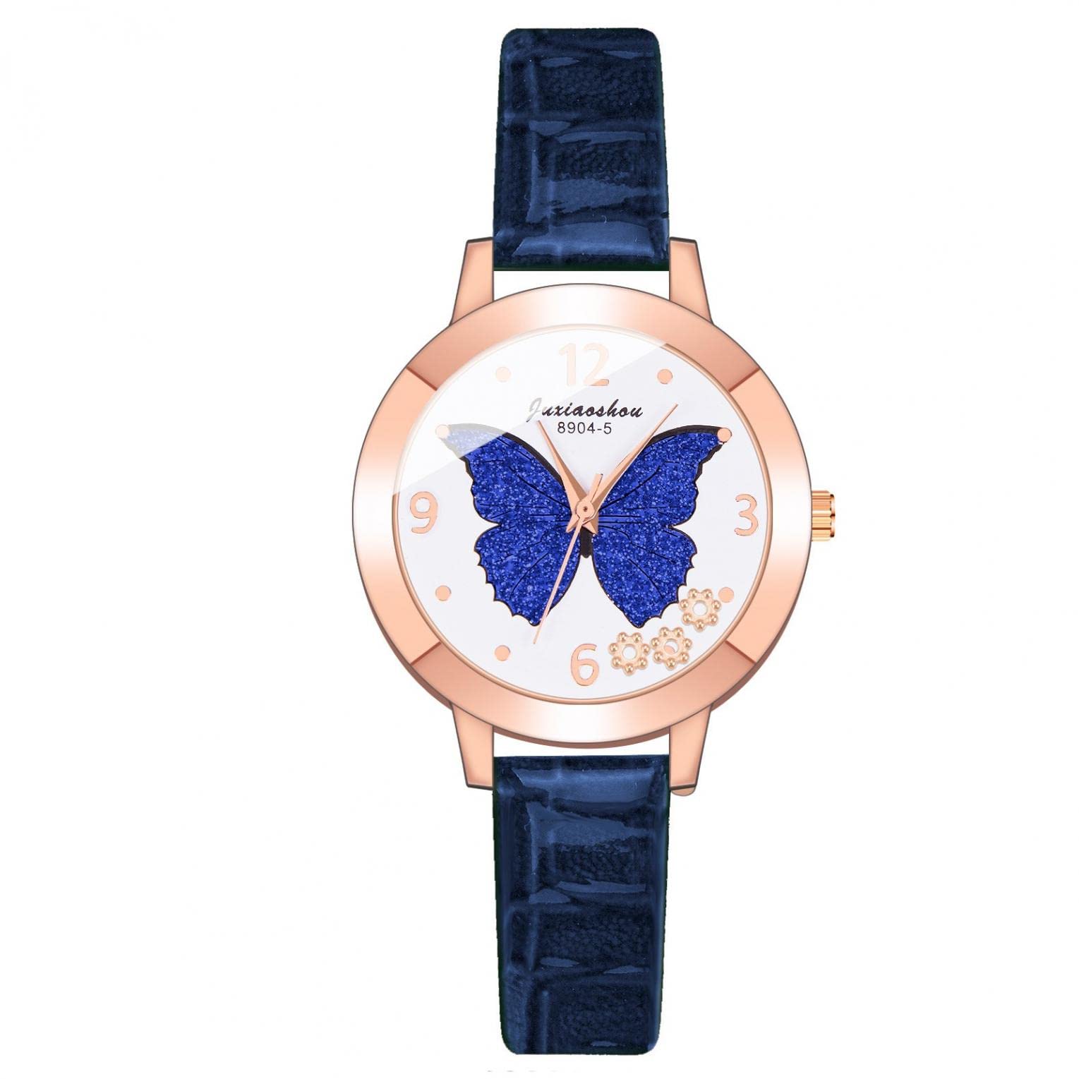 Elegant Retro Butterfly Print Analog Quartz Wristwatch for Women - Crystal Bracelet Dial & Leather Band - Perfect for Business, Office, and Formal Occasions - Ideal Gift for Her
