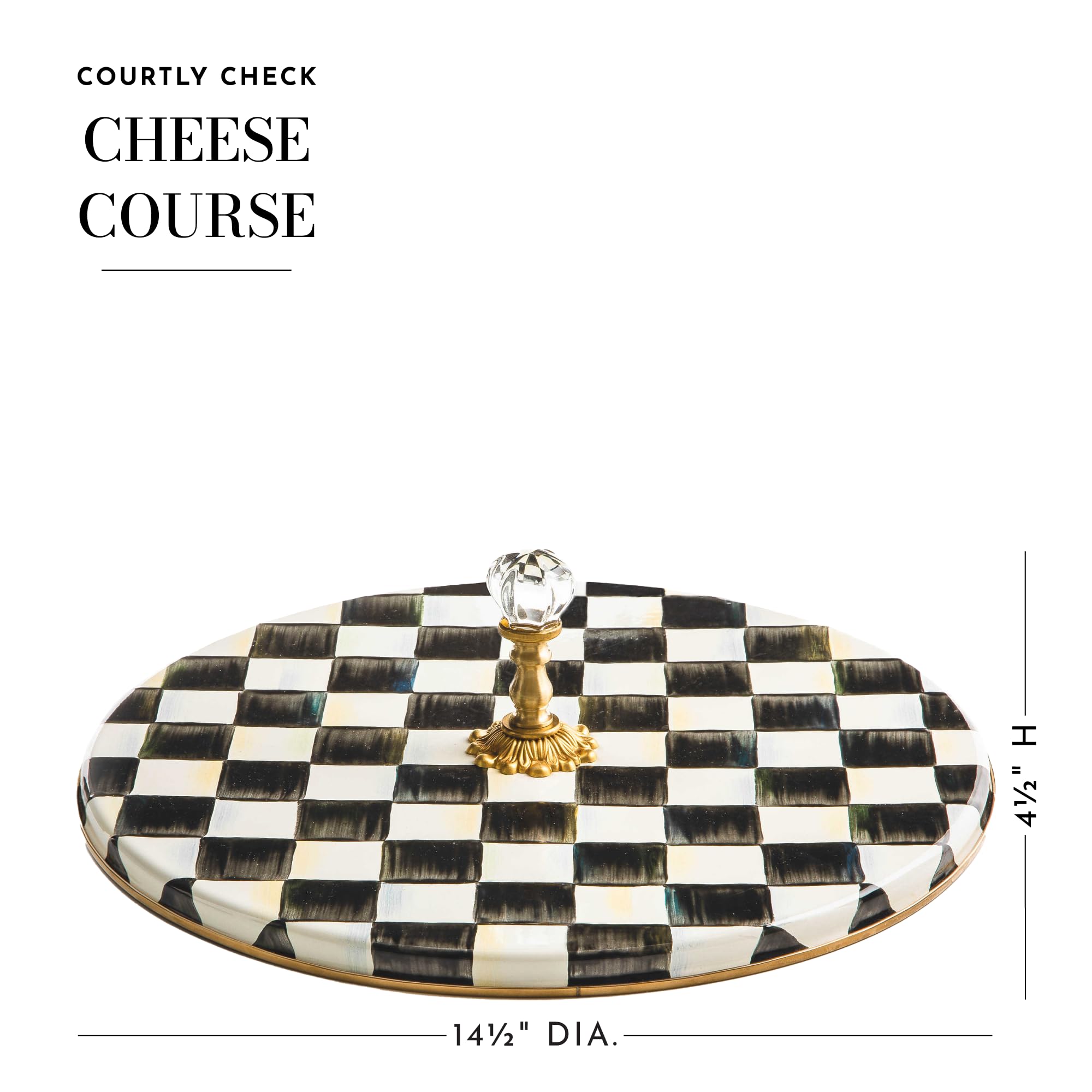 MACKENZIE-CHILDS Elegant Black-and-White Courtly Check Cheese Board Set - Perfect for Charcuterie, Cheese Platters, Wine Pairings & Entertaining Guests at Dinner Parties