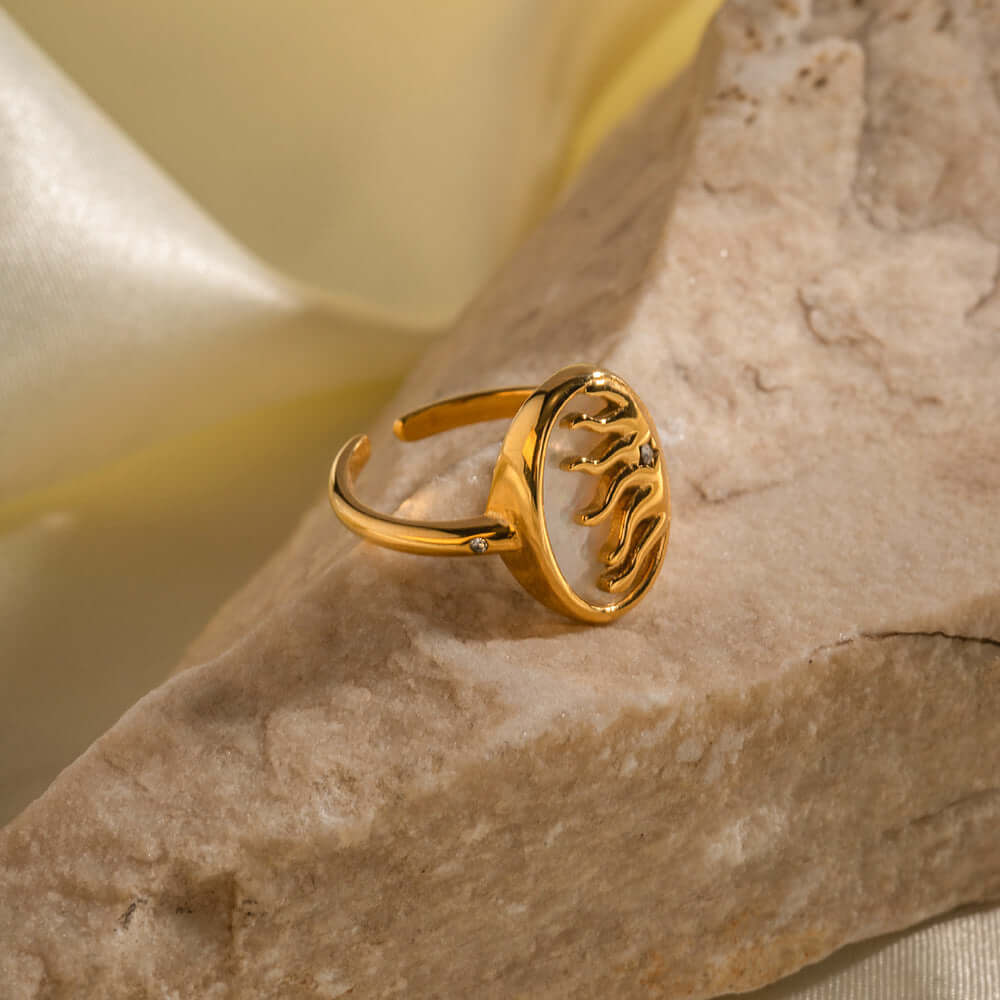 18K Gold Shell Midi Ring for Women - Elegant Thumb Ring Jewelry Gift (JDR001) | Perfect for Parties, Weddings & Everyday Wear