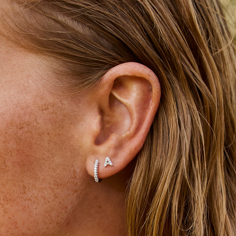 10k Gold Diamond Letter A Single Stud Earring - Elegant Minimalist Jewelry for Everyday Wear & Special Occasions