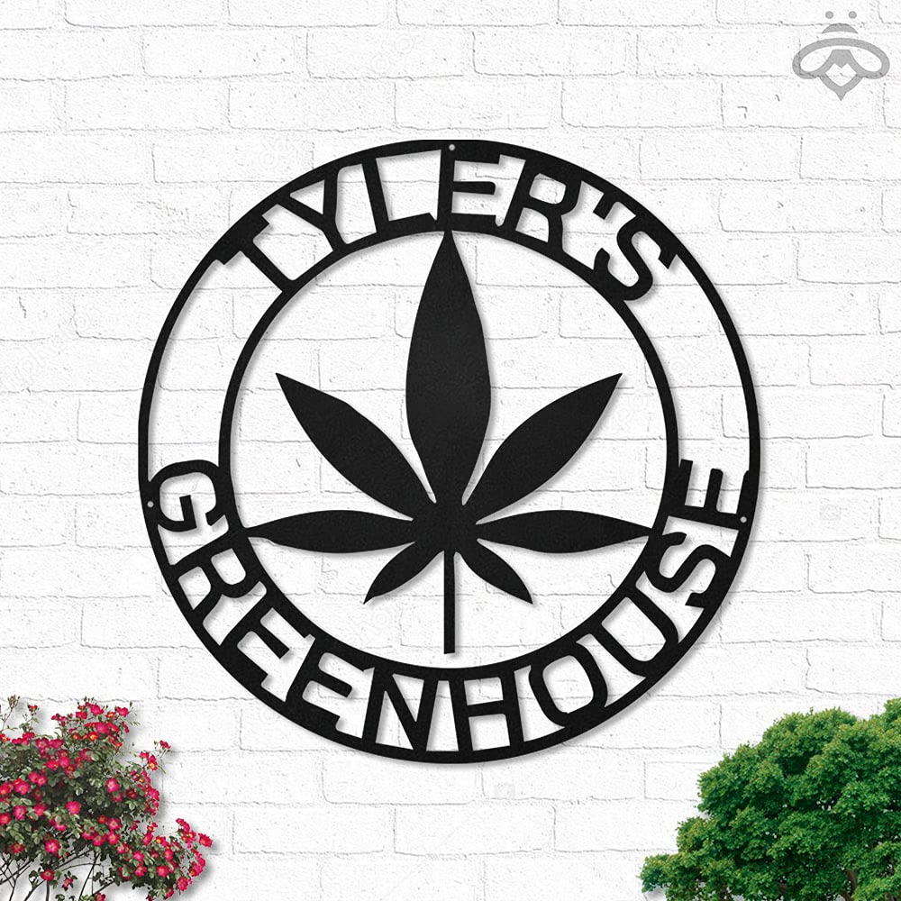 Custom LED Marijuana Weed Metal Wall Art - Personalized Cannabis Lovers Sign for Living Room, Outdoor & Home Decor - 18x18 Inch Black Metal Art with Lights - Perfect Gift for Smokers & Stoner Decor