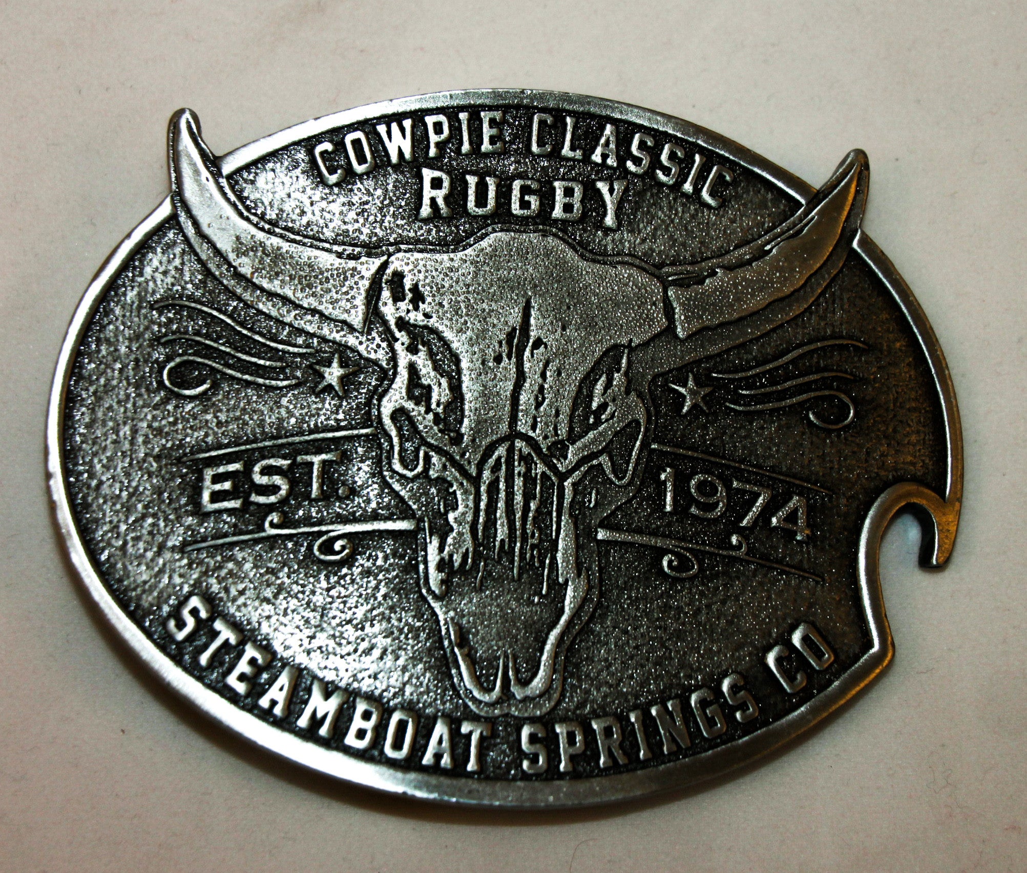 Cowpie Rugby Belt Buckle - Genuine Leather Western Style Buckle for Men - Perfect for Rugby Fans, Cowboys & Western Fashion Enthusiasts