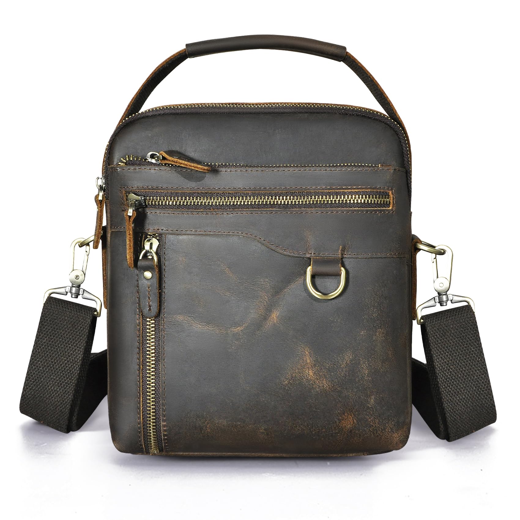 Waterproof Canvas & Genuine Leather Messenger Bag for Men - Durable Crossbody Shoulder Tote - Perfect for Travel, Work & Daily Commute - FB202