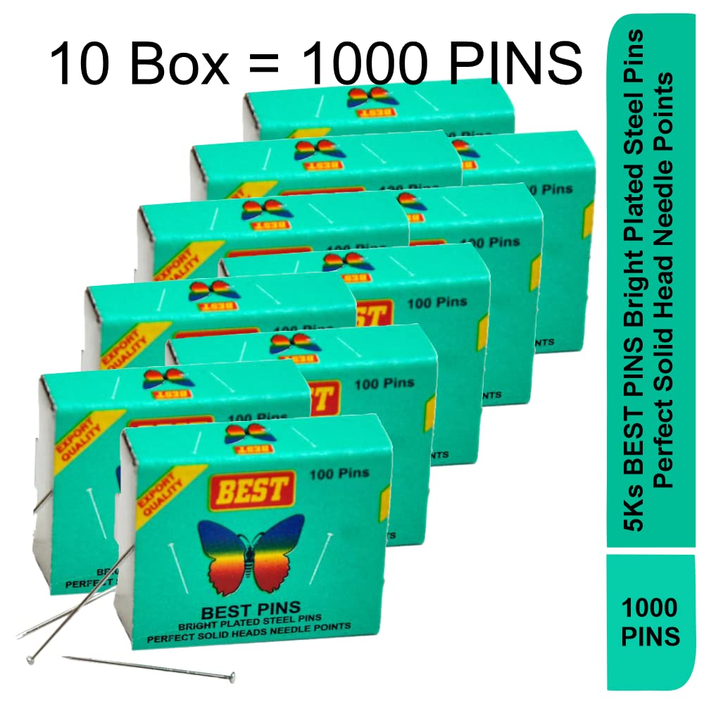 5Ks BEST Turban Pins - 1000pcs Bright Plated Stainless Steel Hair Pins with Solid Head Needle Points | Perfect for Hijab, Turban, Dupatta & Headscarf Styling | Bulk Hair Accessories for Women