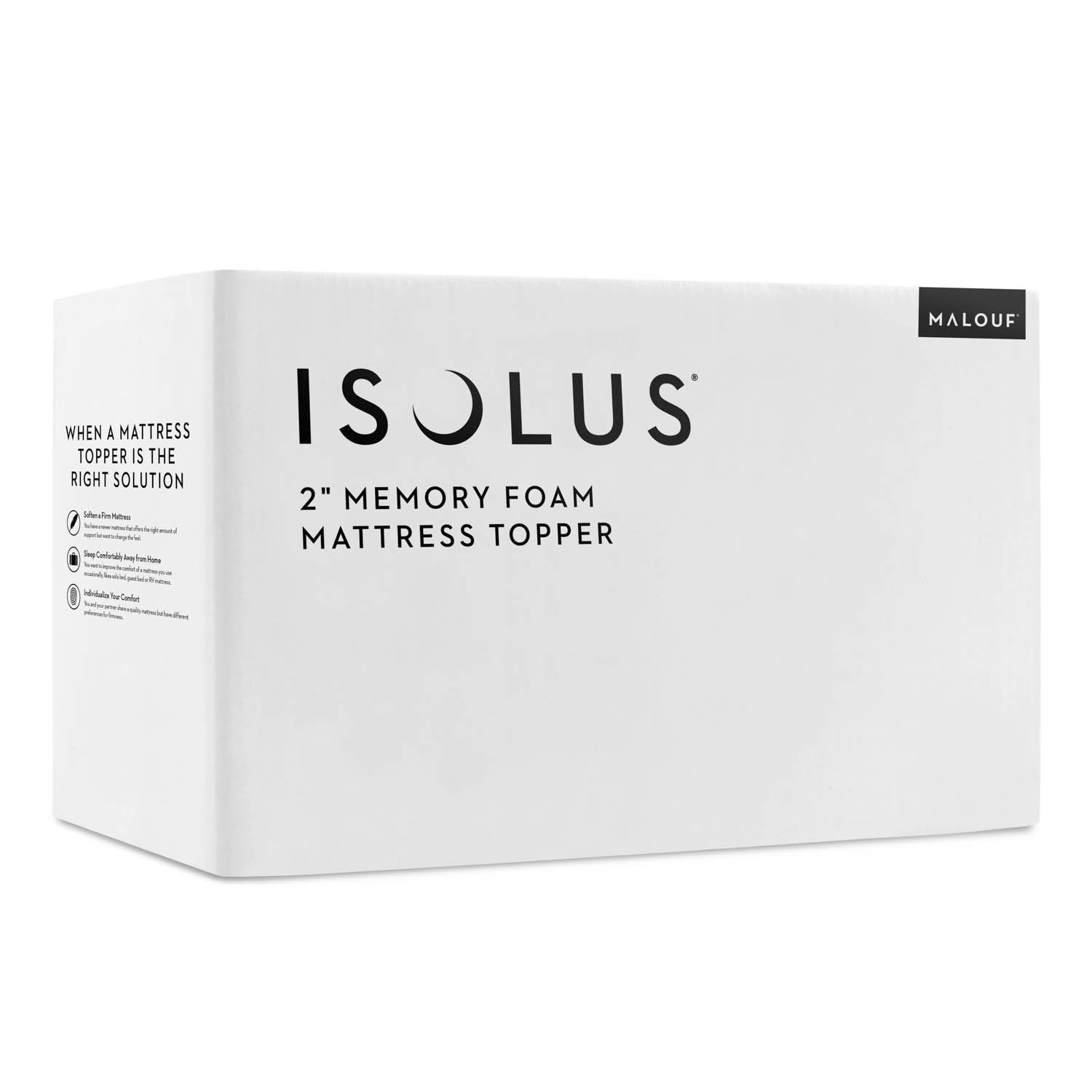 Malouf Isolus 2 Inch Memory Foam Mattress Topper - Queen Size, Cooling Gel Infused for Pressure Relief & Back Pain - Perfect for Hot Sleepers & Side Sleepers - Upgrade Your Bedroom Comfort