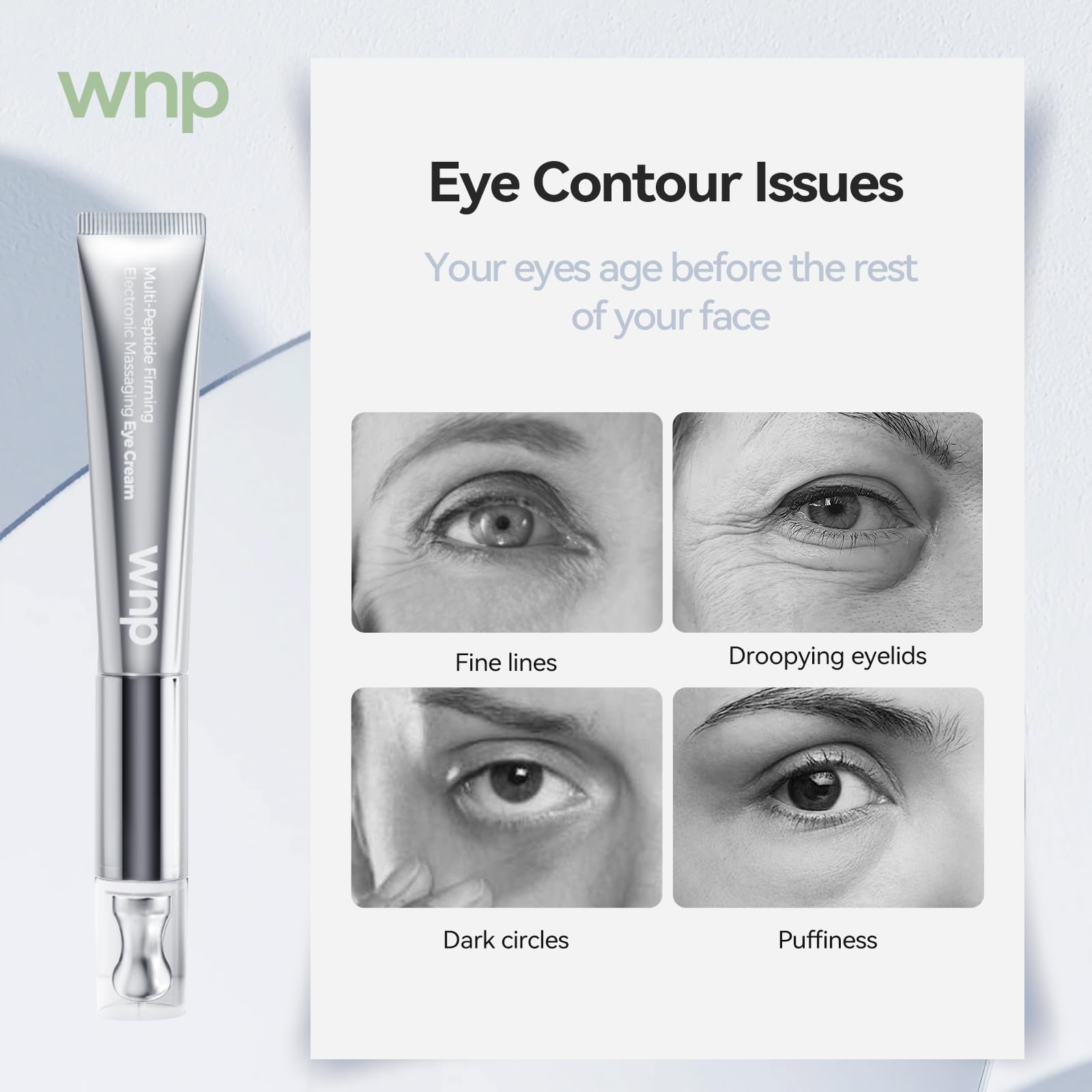 Best Anti-Aging Eye Cream for Wrinkles & Puffiness - Multi-Peptide Firming Eye Tightener with Electric Massage | Dark Circle Treatment for Men & Women | Perfect for Night Routine & Travel Skincare