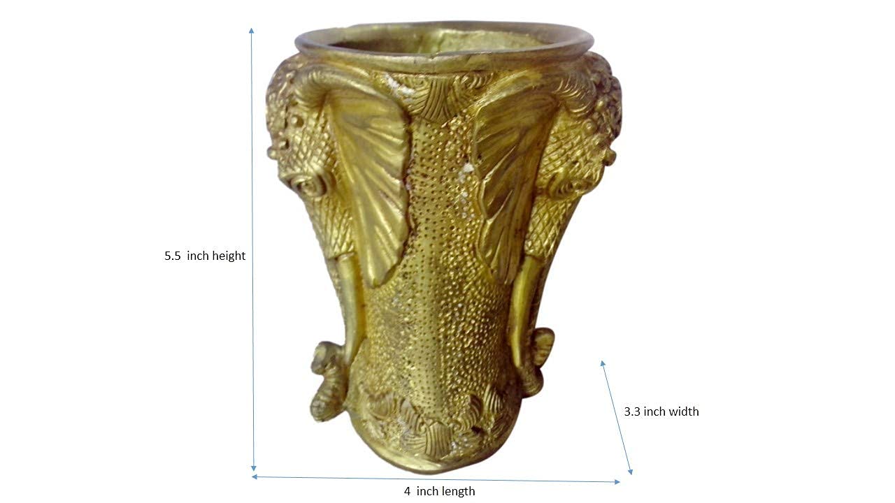 Handcrafted Brass Elephant Design Flower Pot Vase - Elegant Home Decor for Living Room, Office & Garden | BH00153 by Bharat Haat