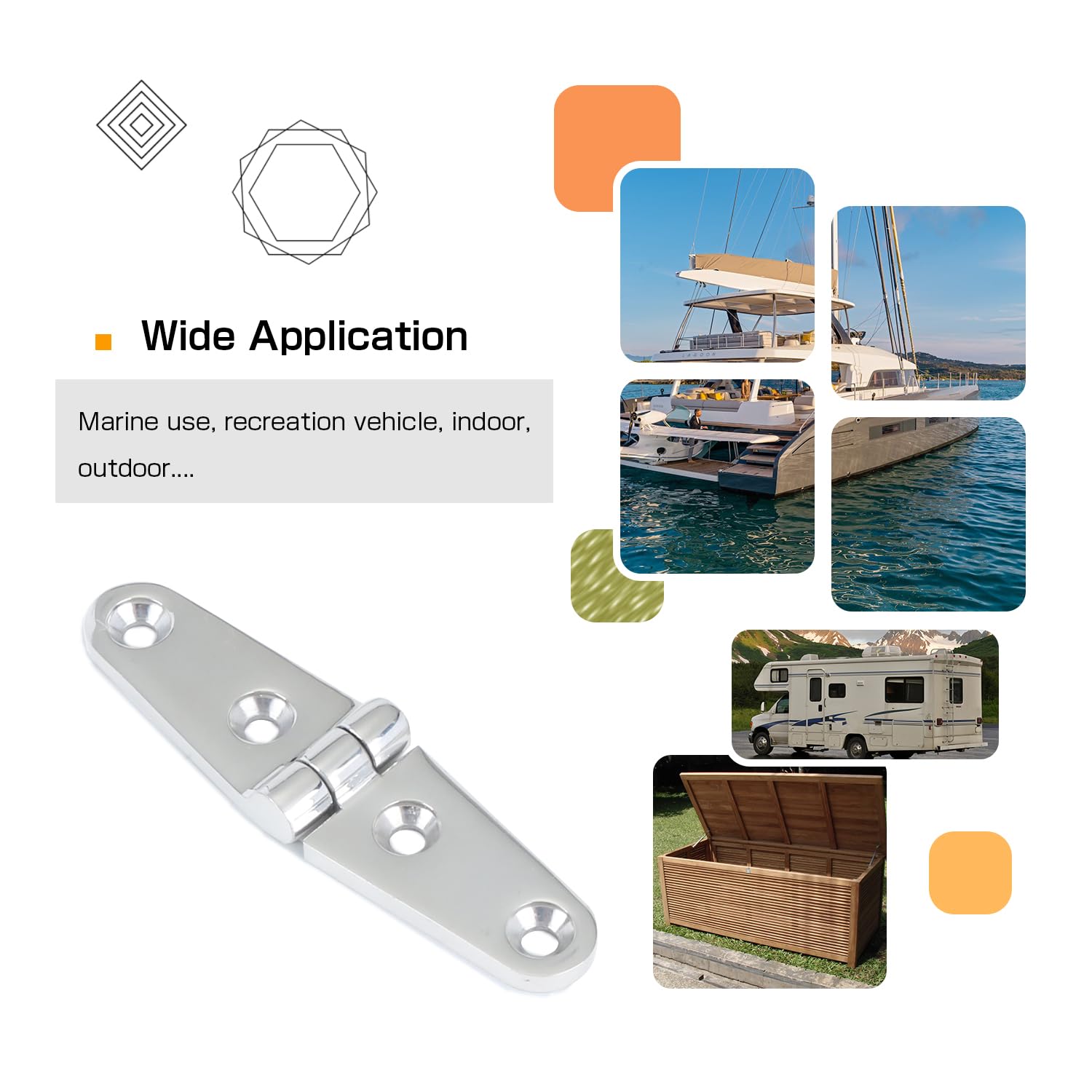 Atibin Heavy Duty Polished Stainless Steel 316 Marine Hinges - Corrosion Resistant Yacht & Boat Hardware for Deck Mount, Cabinet & Marine Applications - Perfect for Saltwater Environments & Outdoor Use