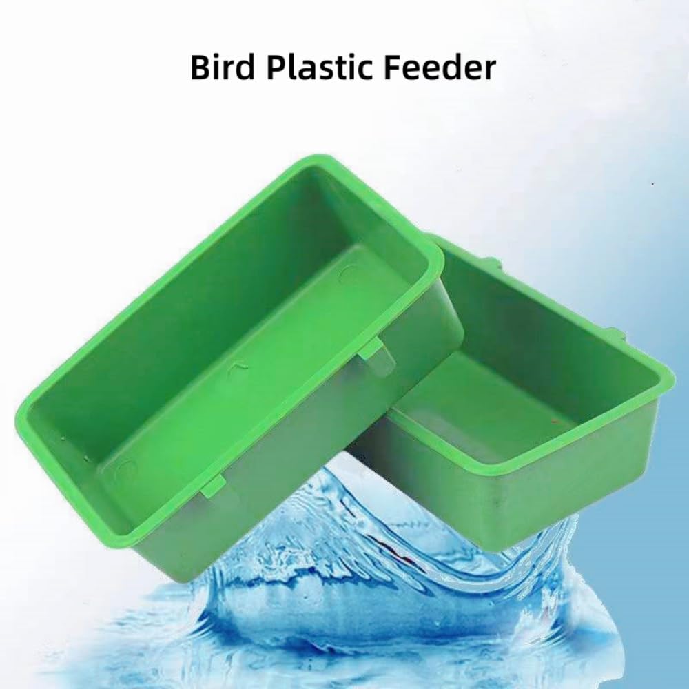 12 Pcs Plastic Bird Feeders - Hanging Seed Food Cups for Parrots, Parakeets, Pigeons & Poultry | Durable Green Feeding Bowls for Outdoor & Indoor Bird Cages | Perfect for Backyard, Garden, or Aviary Use