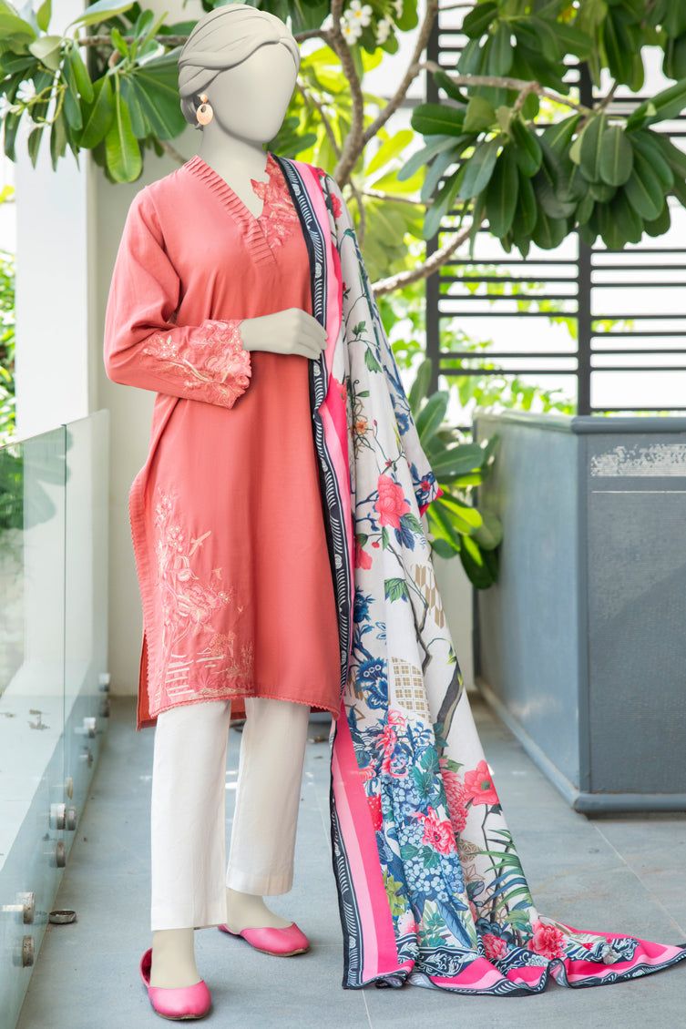 Premium Cambric Rust Stitched Suit by J. Junaid Jamshed - Elegant Formal Wear for Weddings, Office & Special Occasions