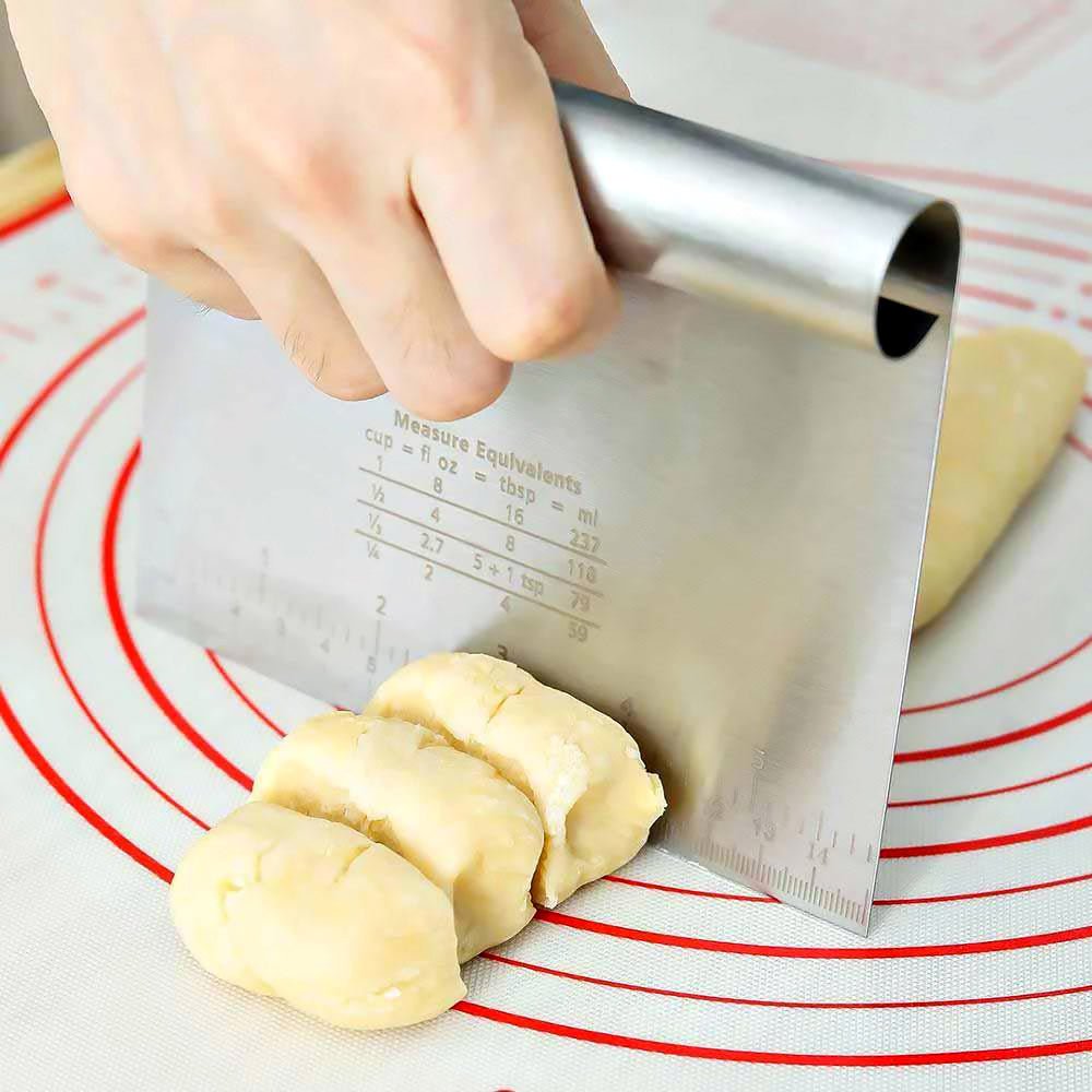 Premium Emilio Stainless Steel Bench Scraper - Dough Cutter, Pastry Scraper & Kitchen Tool for Baking, Cooking & Food Prep - Heavy Duty Metal Blade with Ergonomic Handle