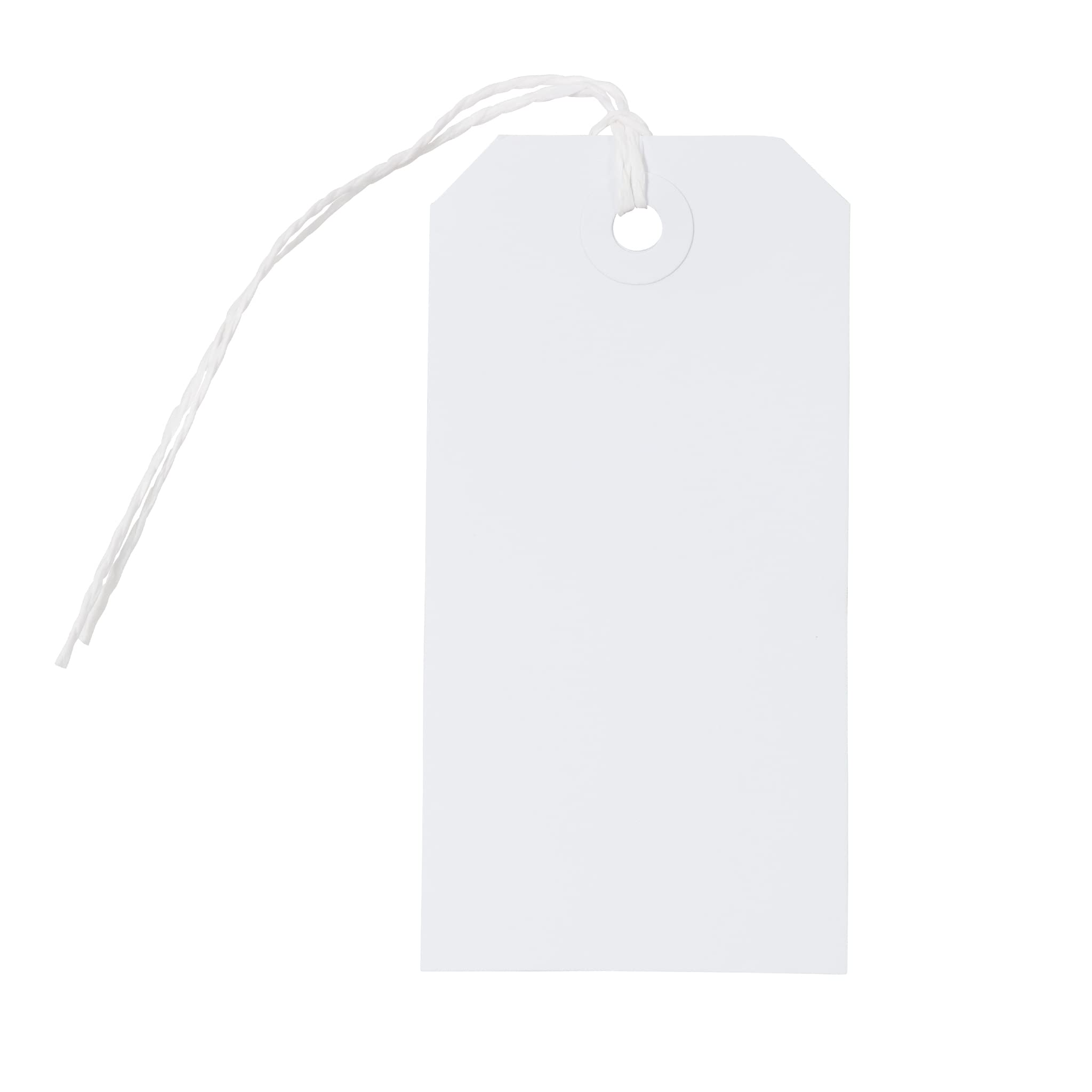 JAM PAPER White Gift Tags with String - Medium Size 4 3/4 x 2 3/8 Inches - Bulk Pack of 1000 Tags per Carton - Perfect for Christmas, Birthday, Wedding & Party Gift Wrapping