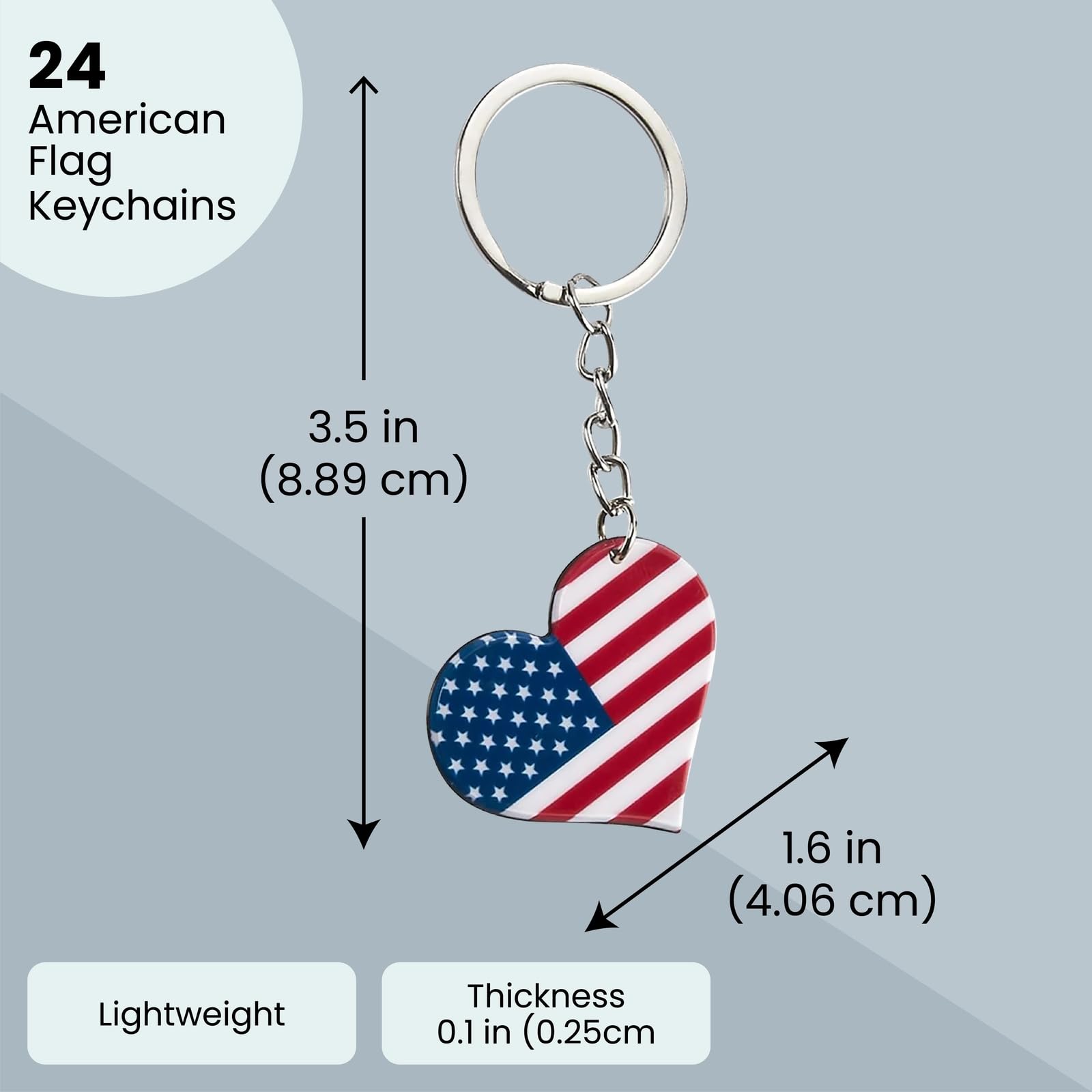 Juvale 24 Pack American Flag Keychain - Patriotic Key Ring for Backpacks & Gifts | 4th of July Party Favors & Independence Day Decor