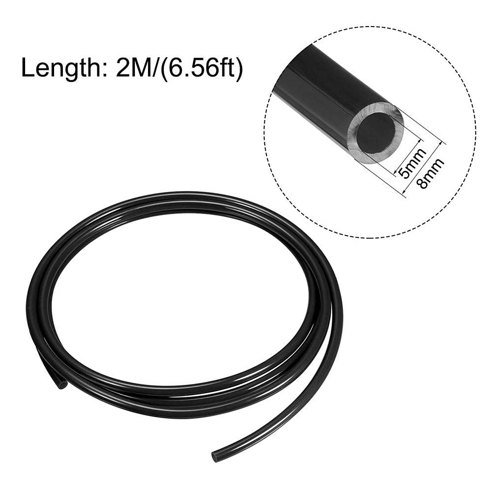 High-Quality 8mm OD x 5mm ID Polyurethane Air Hose - 2M (6.56FT) Black PU Tube for Air Compressors | Durable Pneumatic Hose for Industrial Tools, Automotive Repair & DIY Projects