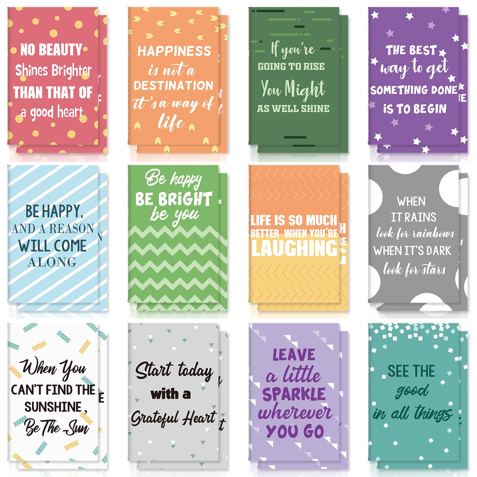 24-Pack Mini Colorful Notebooks Bulk - Motivational Journals & Inspirational Notepads for Teachers, Office, Travel - Small Pocket Notebooks with Positive Quotes (Perfect for Gifts, School Prizes & Daily Motivation)