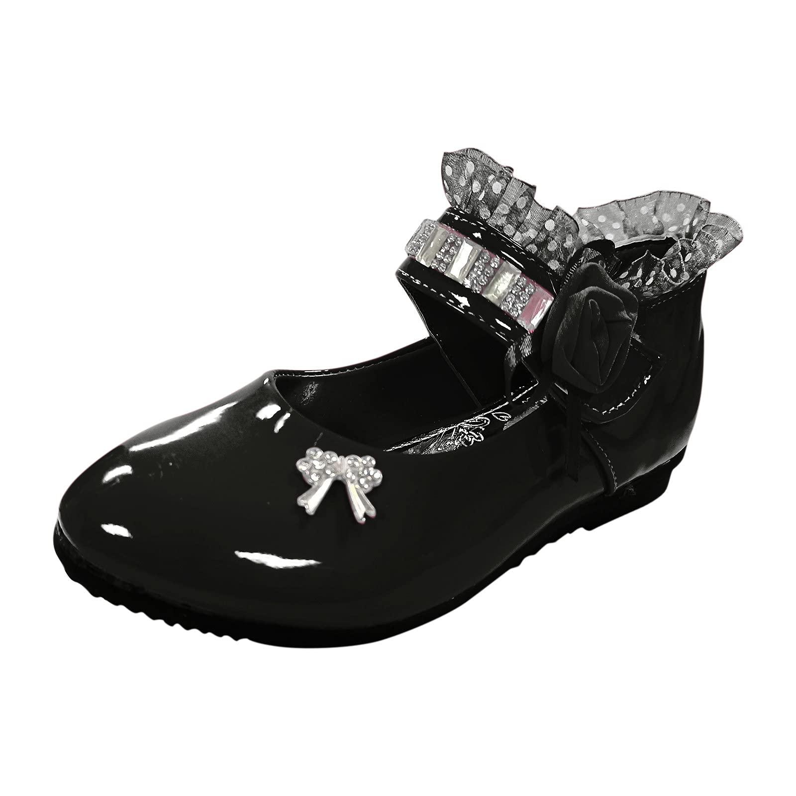 Baby Girls Mary Jane Flats - Non-Slip Bowknot Dress Shoes for Toddlers | First Walkers & Wedding Occasions