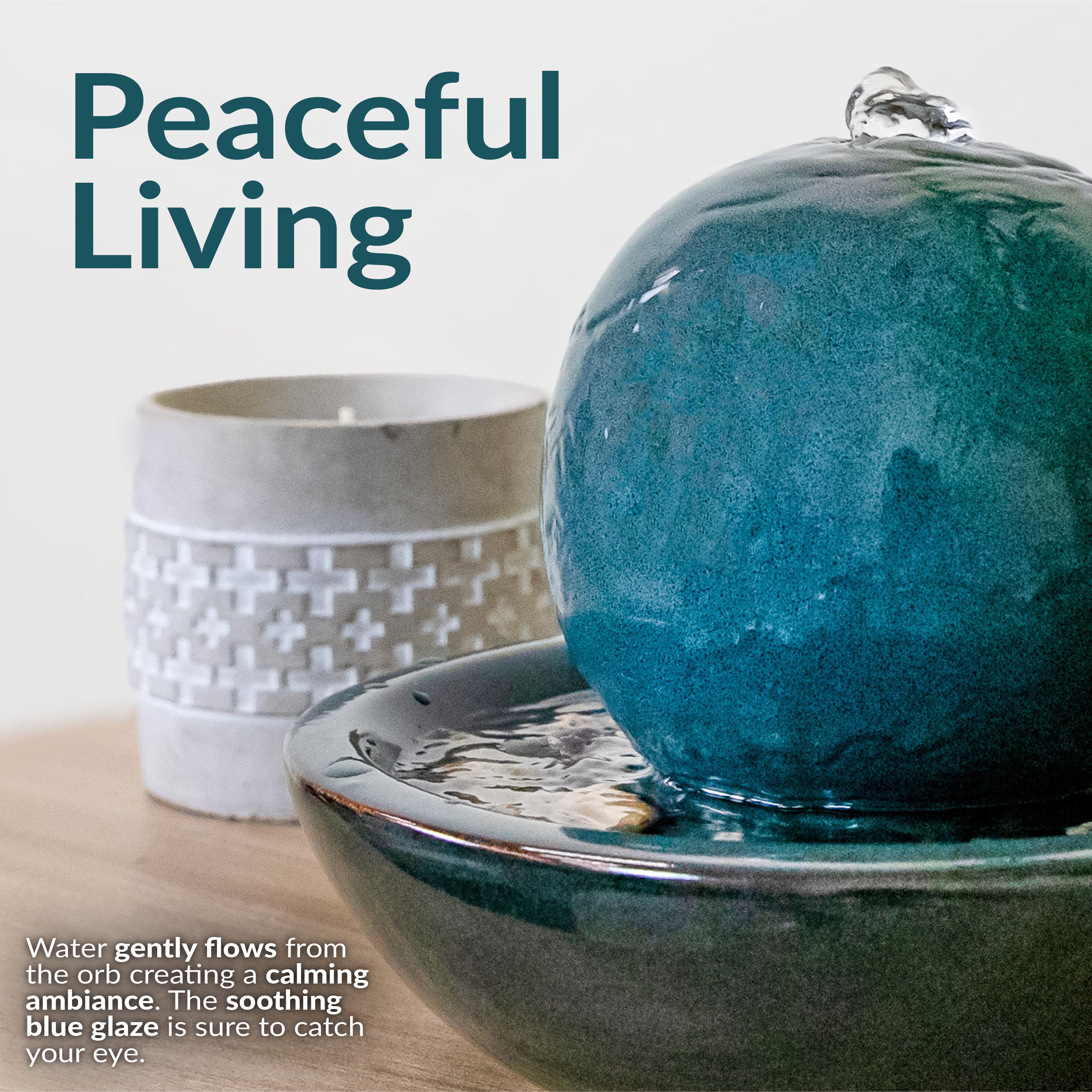 Sunnydaze Indoor Ceramic Tabletop Water Fountain with Orb - 7