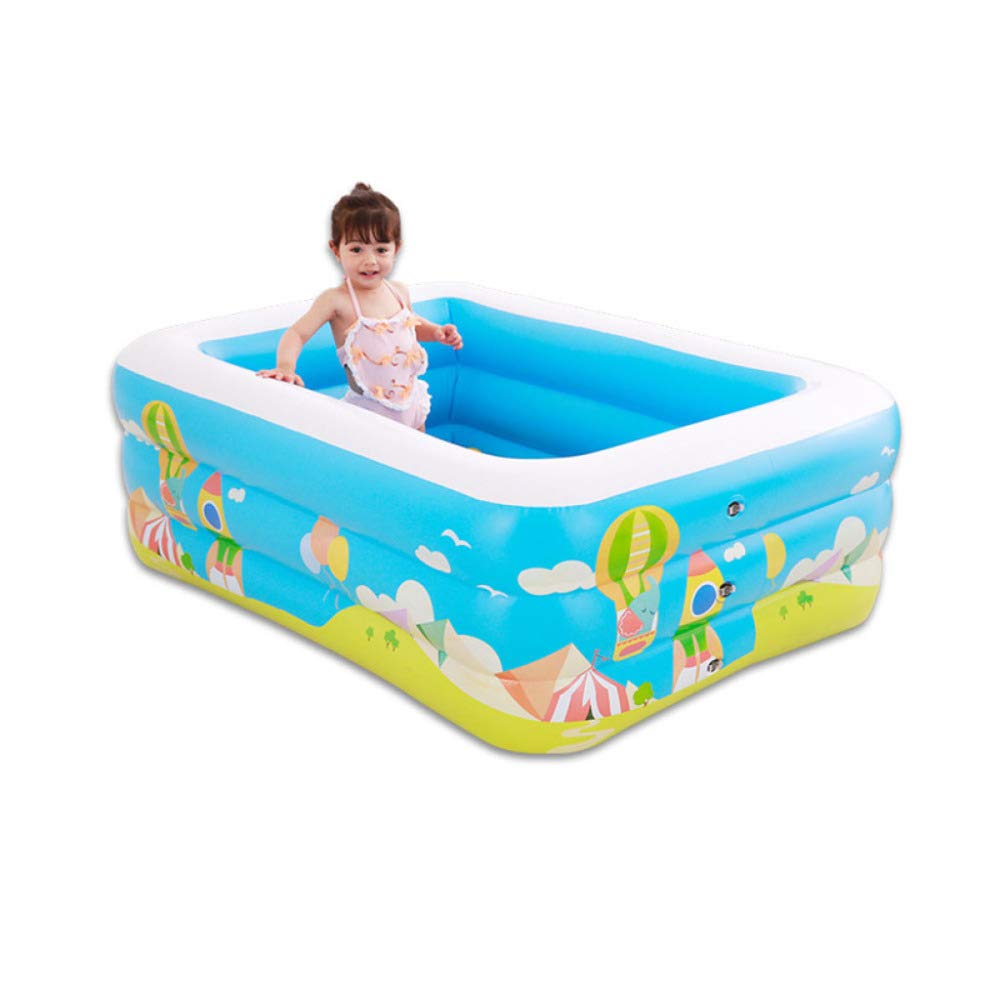 **Inflatable Kids Pool - Thickened Rectangular Family Swimming Pool with Marine Balls for Outdoor Water Play, Baby & Toddler Water Toys, Blue (15011050-B) - Perfect for Backyard, Beach, and Summer Fun**