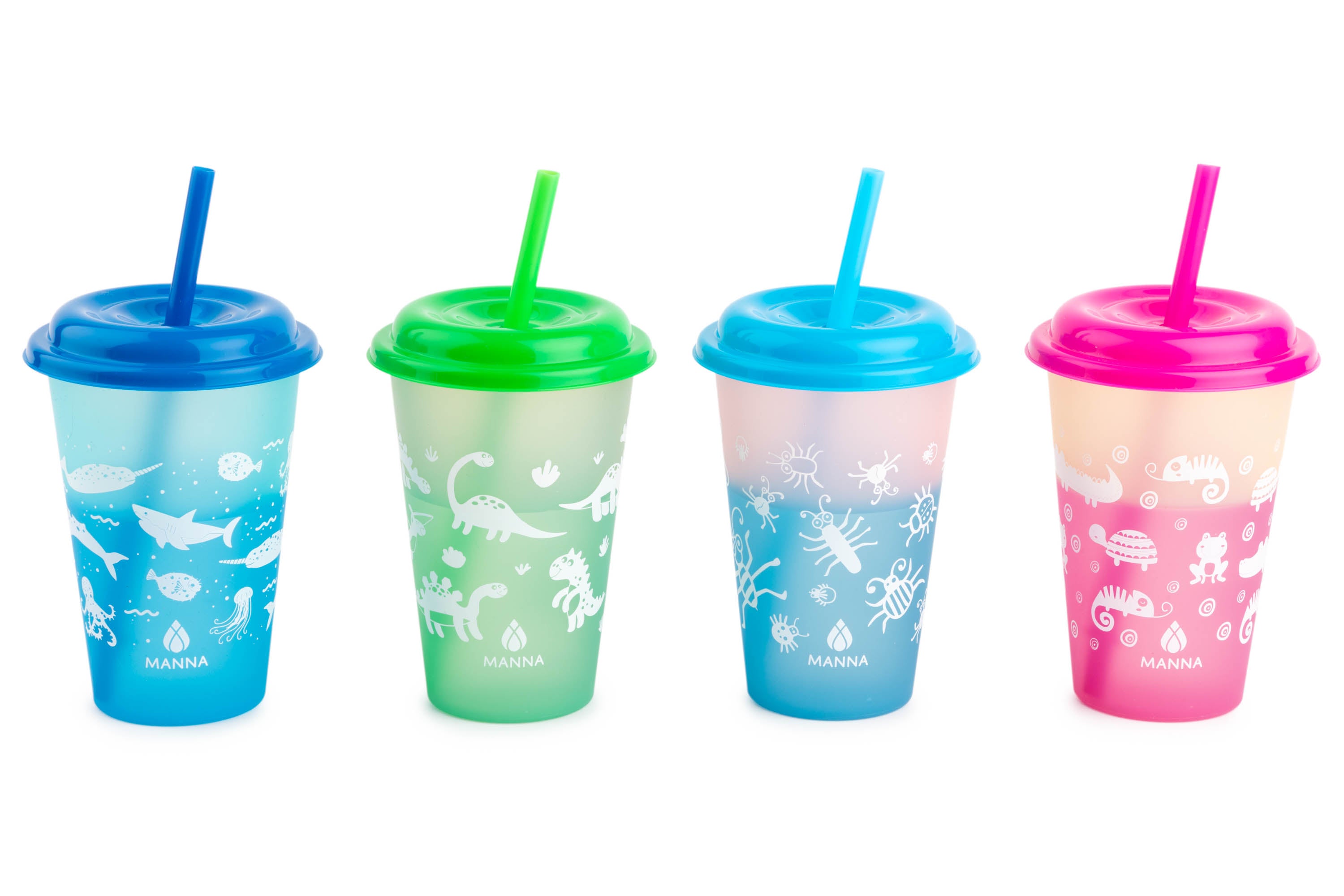 4-Piece Kids' Color Changing Animal Cups Set with Heat-Sensitive Designs - Fun Drinking Cups for Juice, Milk & Cold Beverages - Perfect for Birthday Parties, School Lunches & Family Gatherings