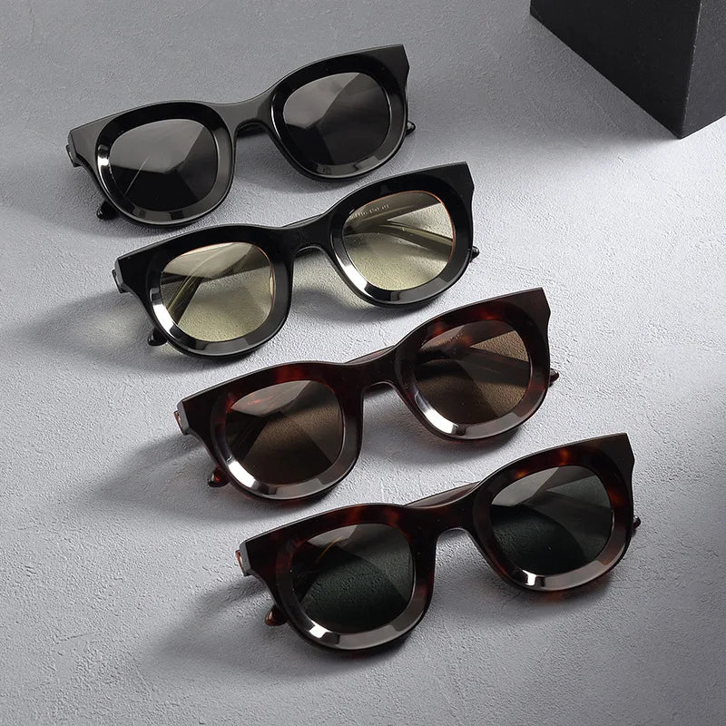 Unisex Black Square Polarized Sunglasses S6688 - Full Rim Thick Acetate Frame for Men & Women - Perfect for Driving, Beach, and Outdoor Activities