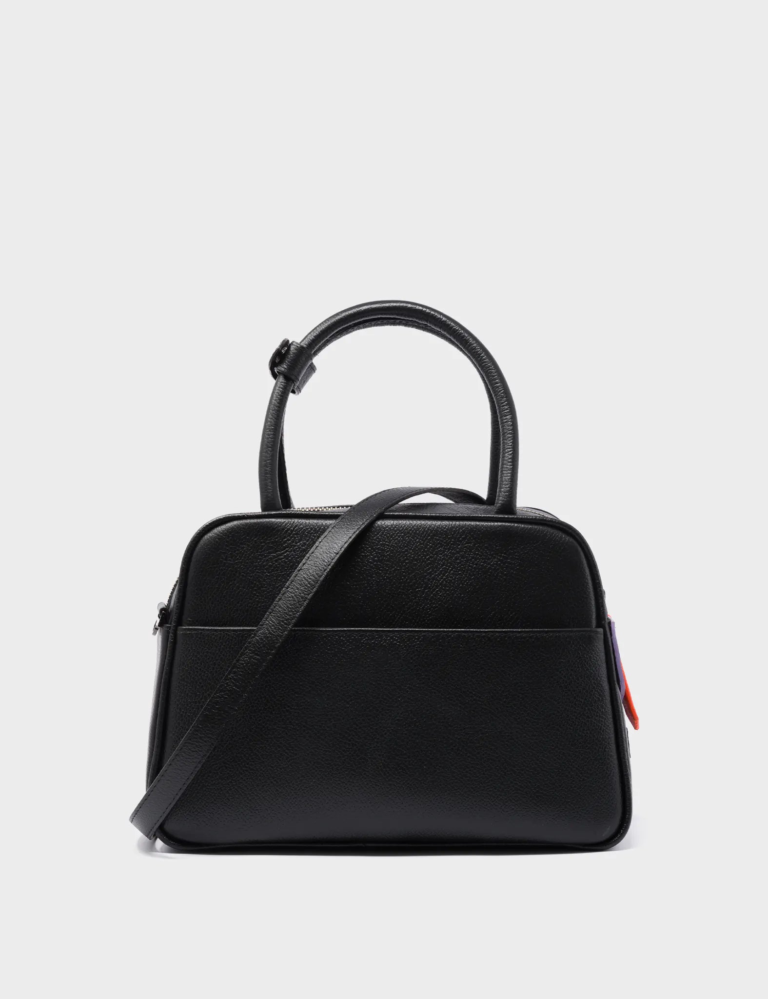 Marino Medium Crossbody Bag - Black Genuine Leather with Subway Platform Print | Stylish & Durable for Work, Travel & Daily Use