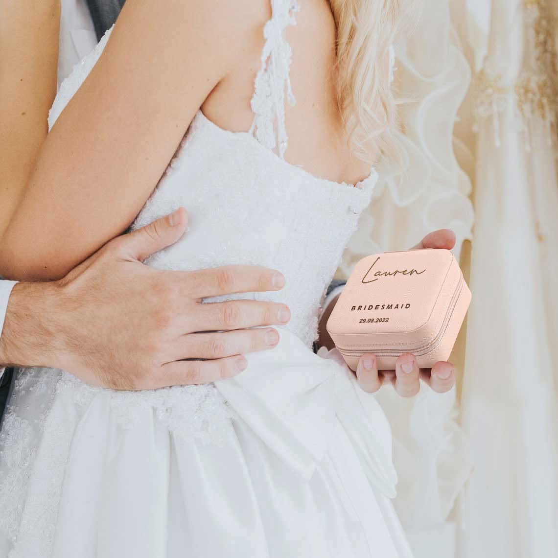 Personalized Leather Jewelry Box for Bridesmaids - Engraved Wedding Proposal Gift, Small Travel Jewelry Organizer & Ring Case - Perfect for Bridal Party, Bachelorette Gifts & Destination Weddings
