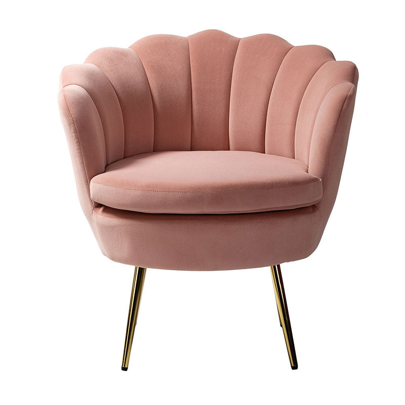 Evelia Velvet Scalloped Barrel Chair - Luxurious Velvet Accent Chair with Curved Back for Living Room, Bedroom & Office - Perfect for Reading Nook, Lounge Area or Home Decor