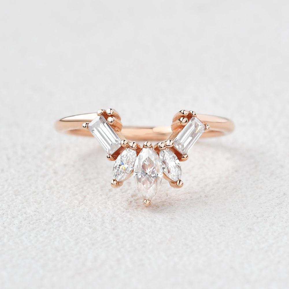 Felicegals Marquise & Baguette Statement Band Ring - Elegant Wedding Engagement Jewelry for Women | Perfect for Proposals, Anniversaries & Special Occasions