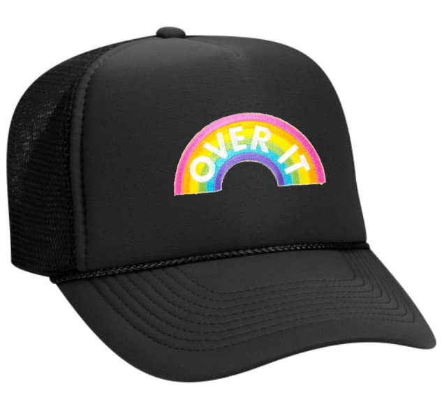 Over The Rainbow Embroidered Patch Trucker Hat - Colorful Rainbow Embroidered Snapback Cap for Men & Women - Perfect for Music Festivals, Pride Events & Outdoor Adventures