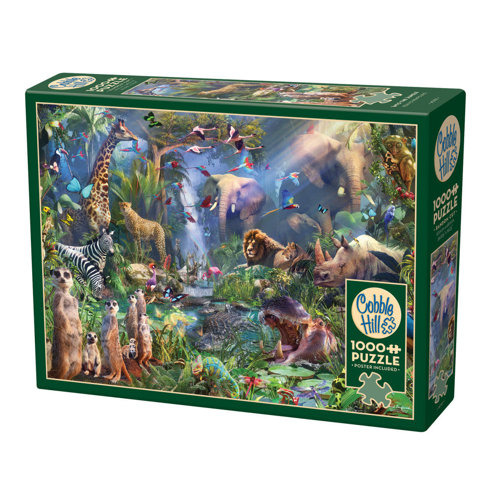 Cobble Hill Into the Jungle 1000 Piece Jigsaw Puzzle - Eco-Friendly Puzzle for Adults & Families - Perfect for Relaxation, Home Decor & Educational Activities