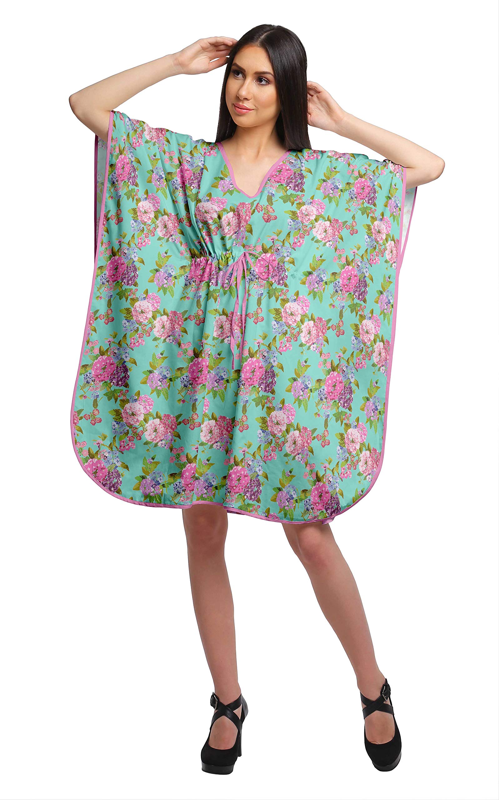 Women's Printed Beach Kaftan Dress - Flowy Bikini Cover Up & Swimwear Cover - Plus Size Summer Vacation Outfit for Pool, Beach, and Resort Wear