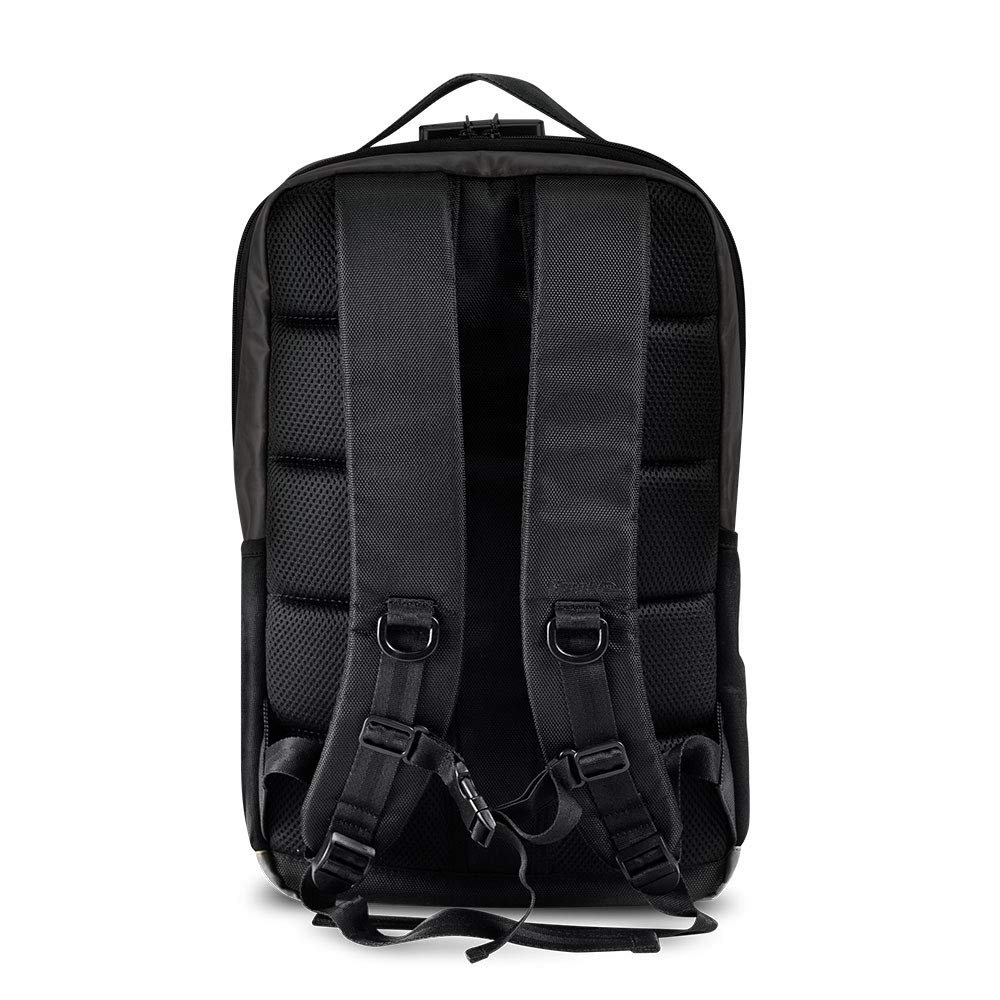 Skunk SoHo Smell Proof Backpack - Waterproof & Weather Resistant Travel Backpack with Combination Lock - Black Leather Design for Outdoor, Hiking & Airport Security
