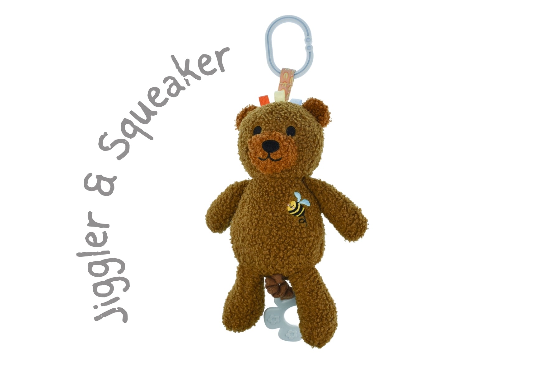 Snuggle Buddy Maple Bear Jiggle & Shake Clip Toy - Cute Plush Sensory Toy for Kids, Babies & Toddlers - Perfect for Strollers, Car Seats & Diaper Bags