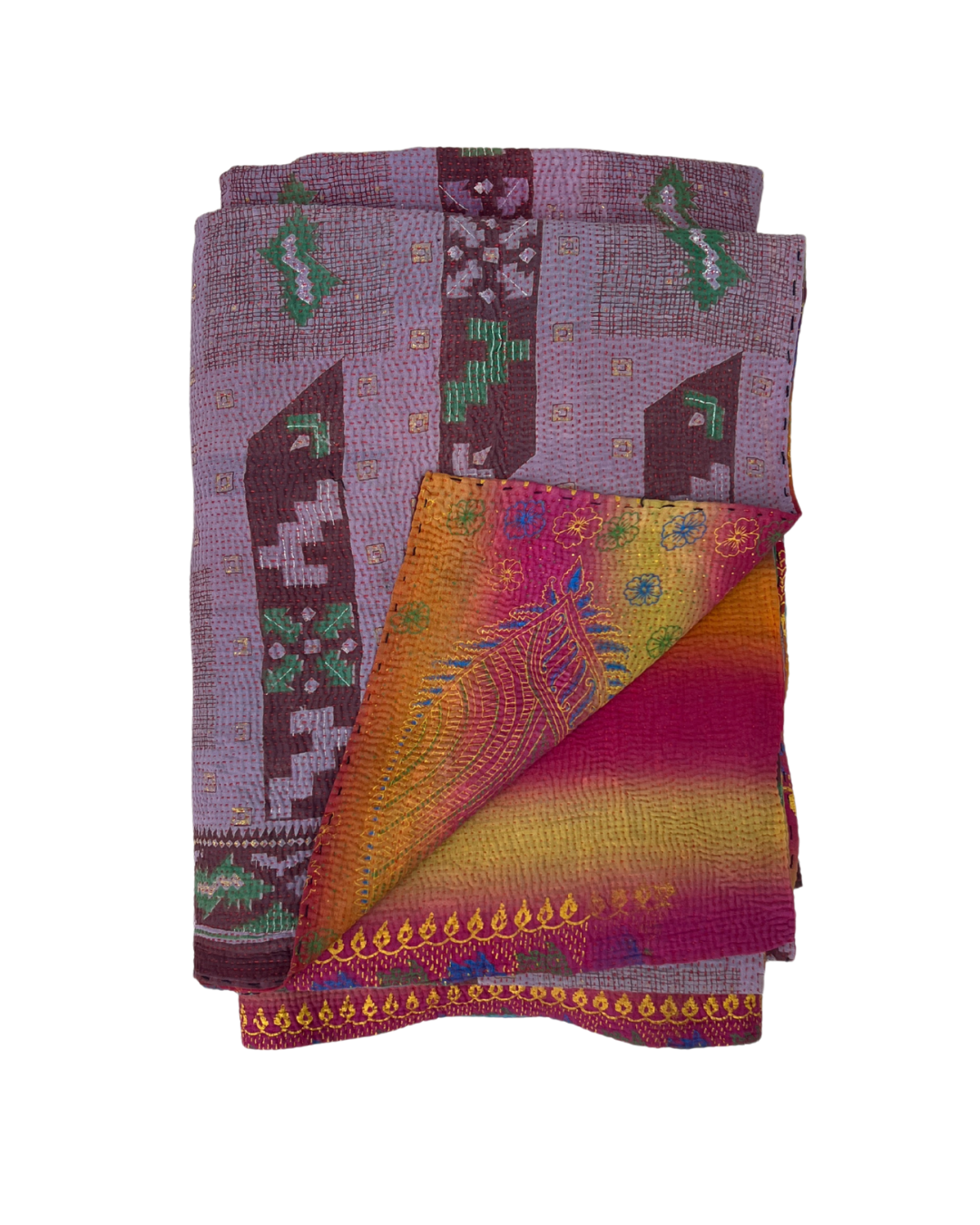 Premium Midweight Kantha Quilt No. 791 - Handmade Cotton Bedspread for Cozy Home Decor | Perfect for Bedroom, Sofa & Boho Style