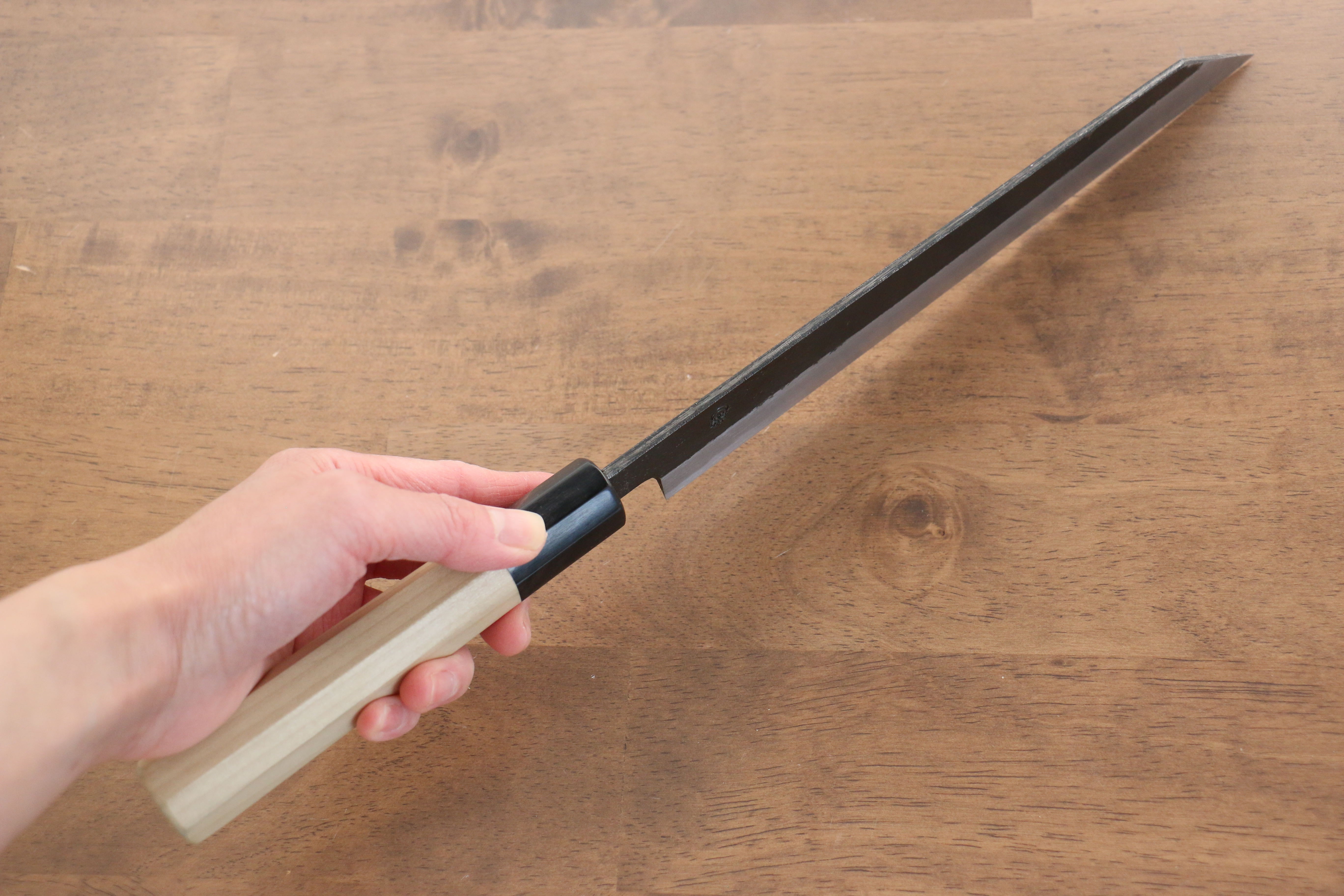 Premium Kikuzuki White Steel No.2 Black Kiritsuke Gyuto Knife 240mm - Japanese Chef Knife with Magnolia Wood Handle - Perfect for Sushi, Meat Slicing & Professional Kitchen Use