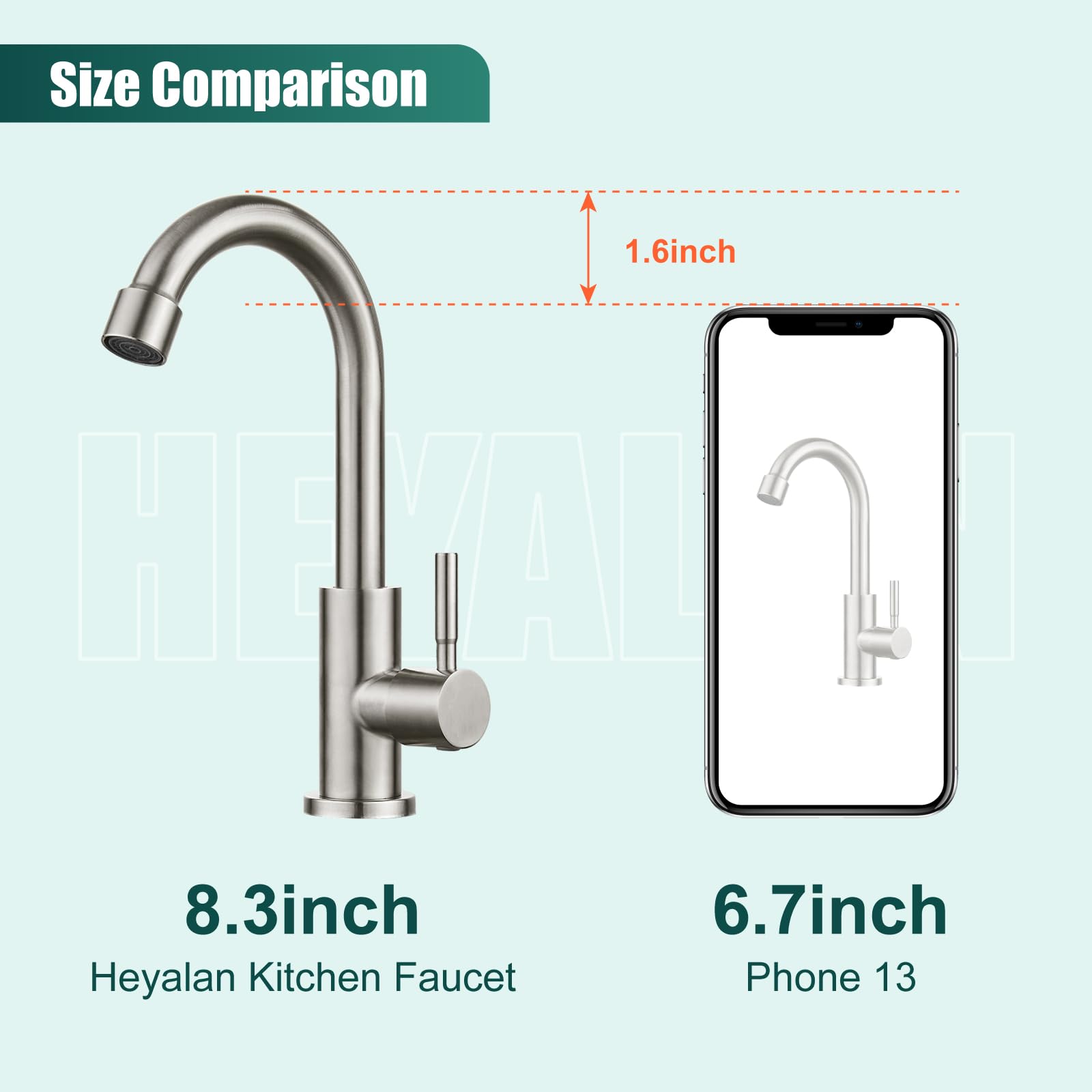 Stainless Steel Single Handle Kitchen Faucet - Brushed Nickel for Sink & Bar Use