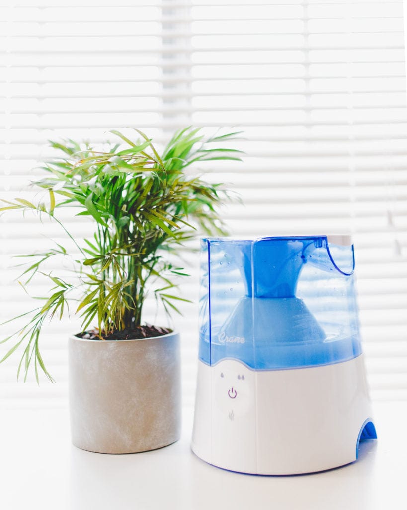 0.5 Gallon Warm Mist Humidifier by Crane - Quiet Ultrasonic Humidifier for Bedroom, Nursery & Office - Relieves Dry Air, Allergies & Congestion
