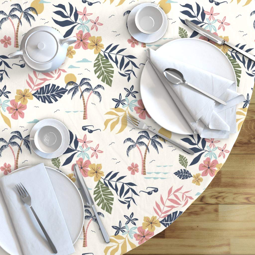 Hawaiian Tropical Print Cotton Sateen Tablecloth - 70