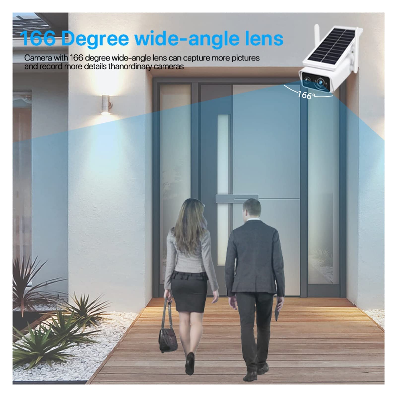 MZZYG 3MP HD Solar Security Camera - Wireless Outdoor IP Camera with WiFi, PIR Motion Alarm & Built-in Battery - Solar Powered Surveillance for Home, Yard & Business (Camera NO Battery Included) - Perfect for 24/7 Monitoring, Theft Prevention & Property Security