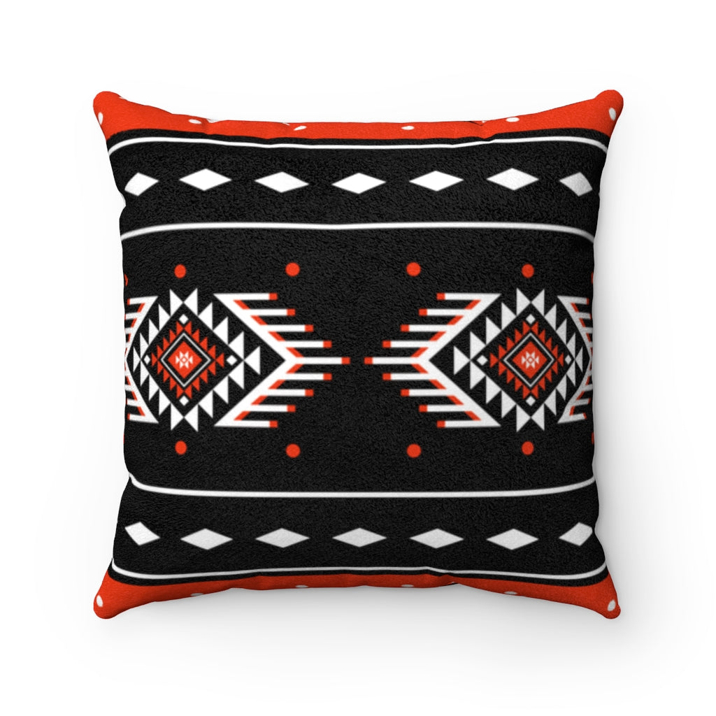 Faux Suede Square Throw Pillow - Mojave Sun Design, Southwestern Boho Decor for Bed, Sofa & Living Room