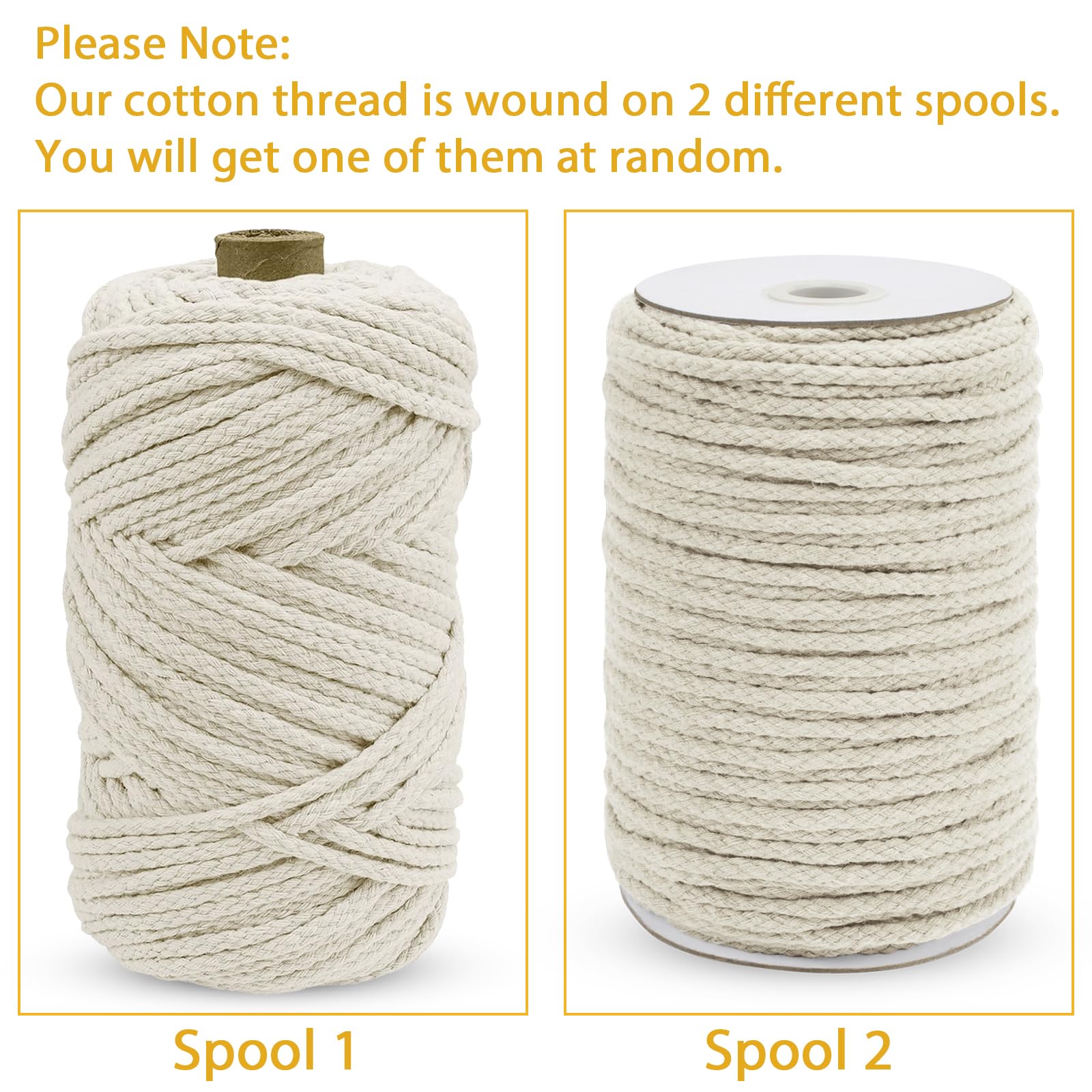 JeogYong 5mm x 295ft Braided Macrame Cord - Natural 8-Strand Cotton Rope for DIY Crafts, Plant Hangers, Wall Decor, Dream Catchers & Garden Projects | Perfect for Home Decor, Jewelry Making & Boho Style Accessories