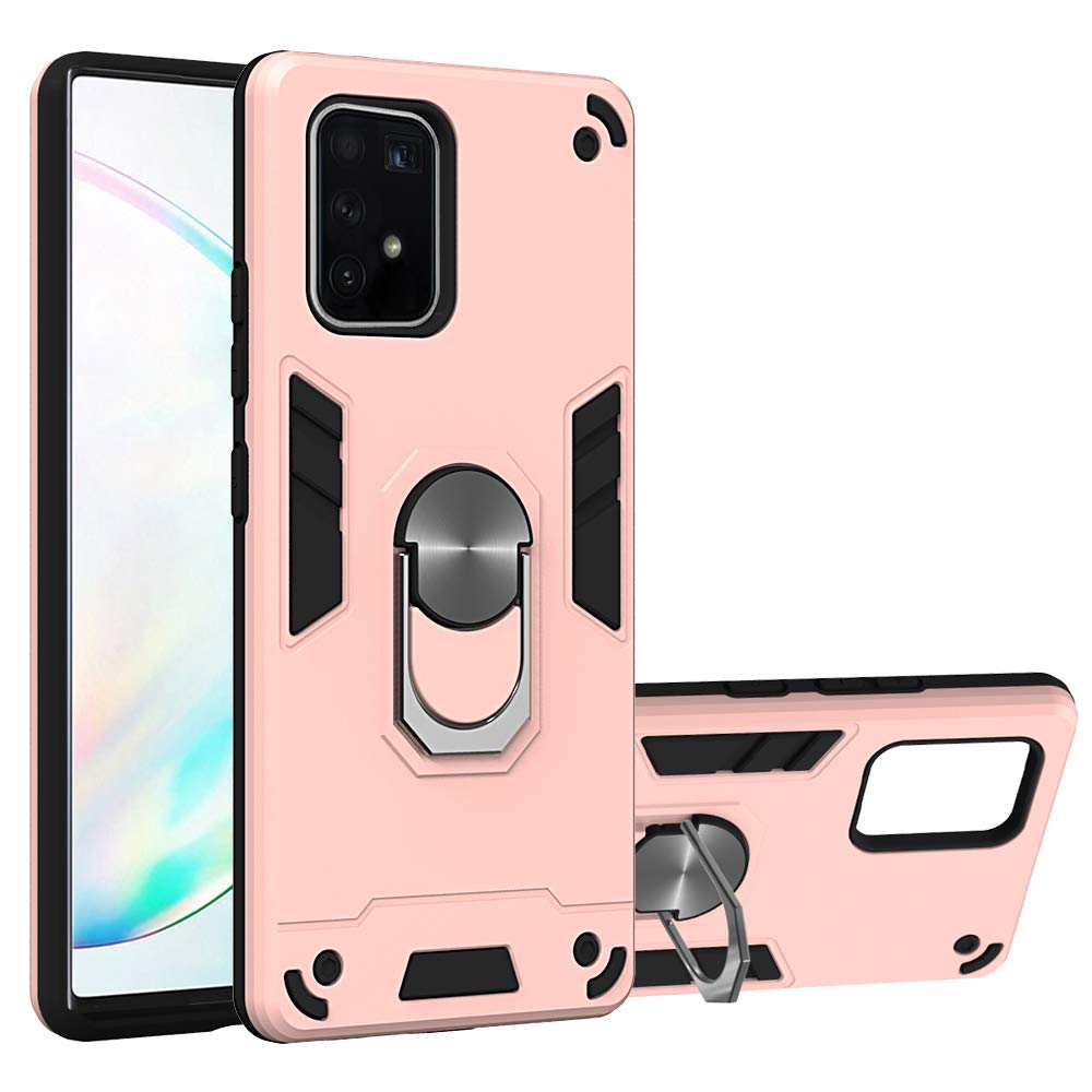 Folice Galaxy S10 Lite Case & Galaxy A91 Case - Warframe Series 2-in-1 Phone Cover with 360° Rotating Metal Ring Holder & Kickstand | Armor Protection for Samsung Galaxy A91/M80S/S10 Lite (Rose Gold) | Perfect for Gaming, Work & Travel
