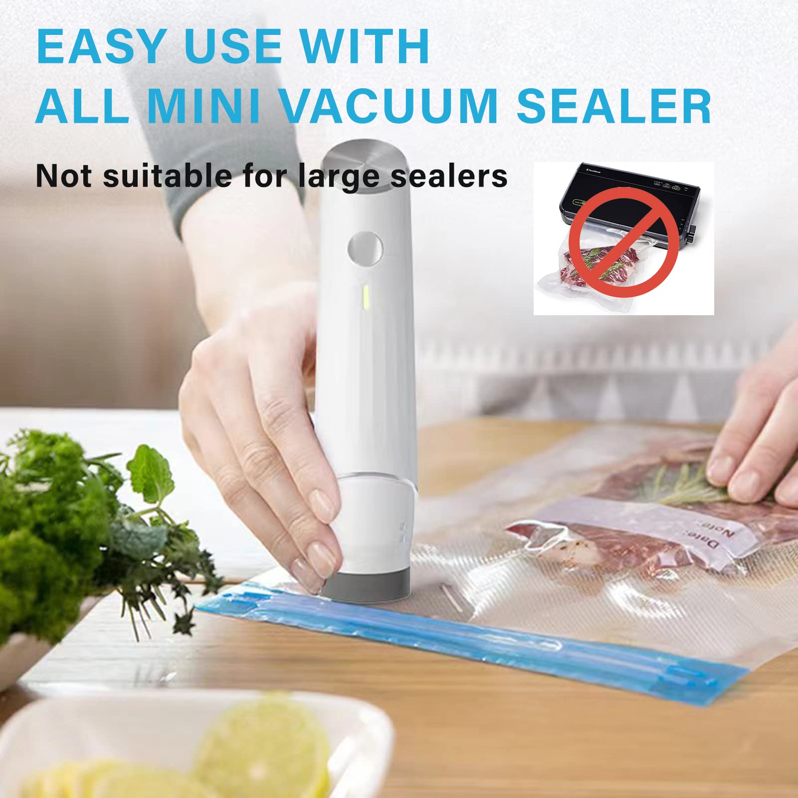 20 PCS Reusable Vacuum Sealer Bags for Food Storage, BPA Free Vacuum Zipper Bags - Freezer & Microwave Safe (2 Sizes: 8