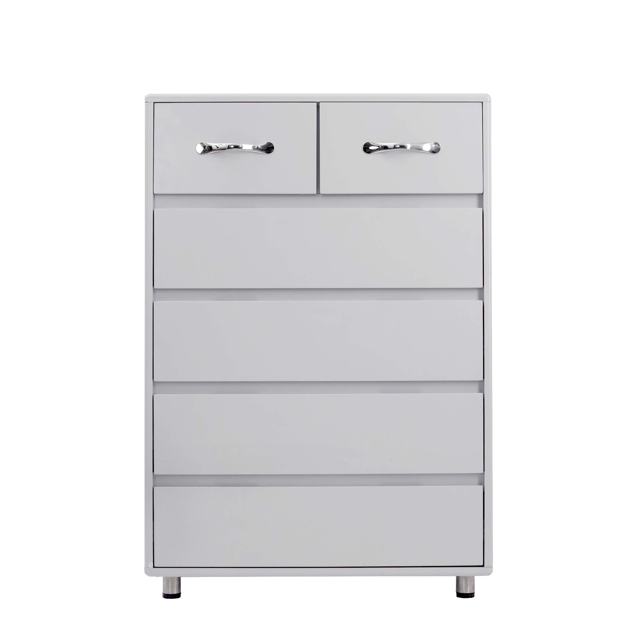 BURENMTO 6-Drawer Wooden Dresser with Locking Top Drawers - Grey Storage Cabinet for Bedroom, Nursery & Closet Organization