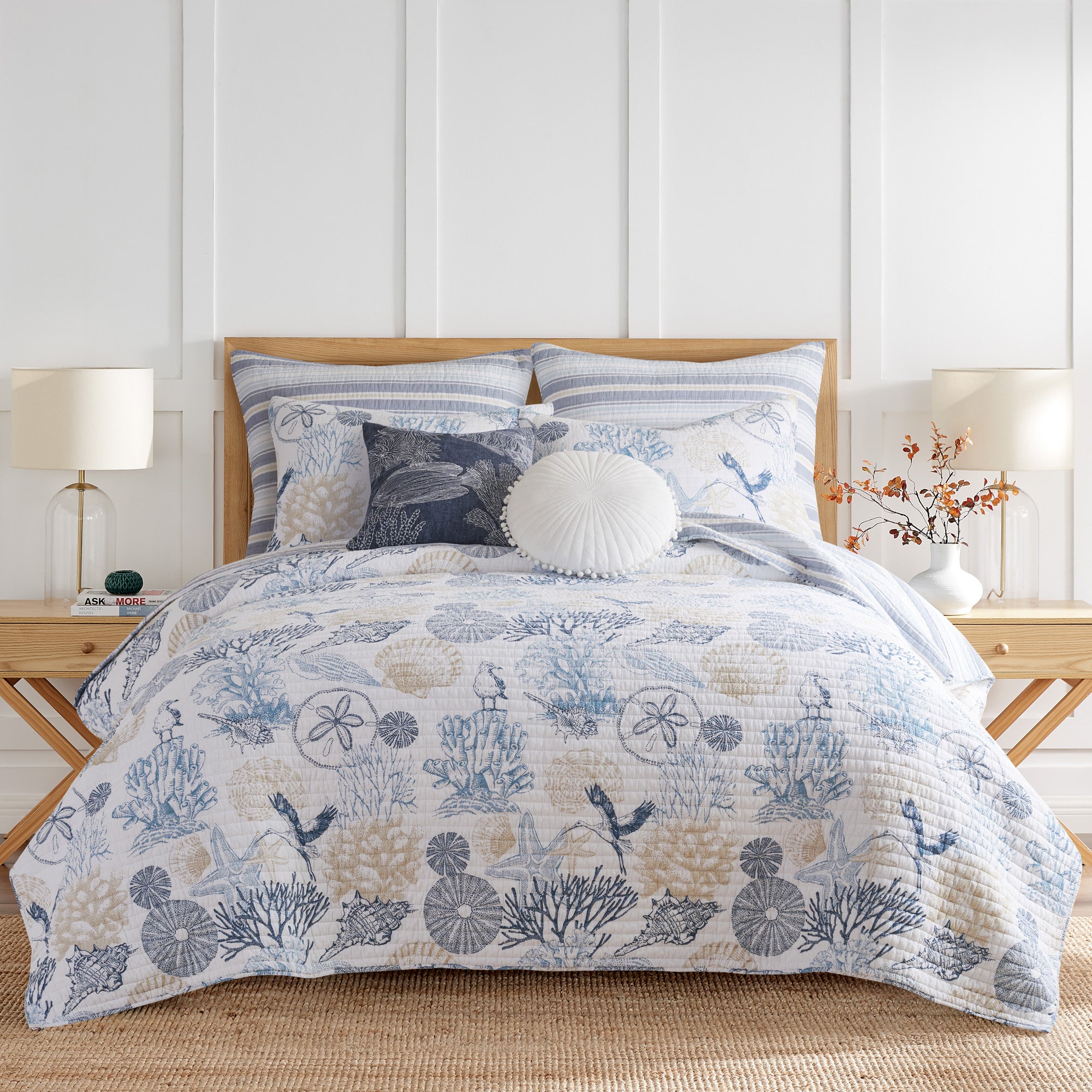 Serena Sea Euro Sham Set of 2 - Premium Cotton Decorative Pillow Covers for Bedroom Decor, Hotel Style Luxury Bedding Accessories (Perfect for Master Bedroom, Guest Room & Vacation Rental Styling)