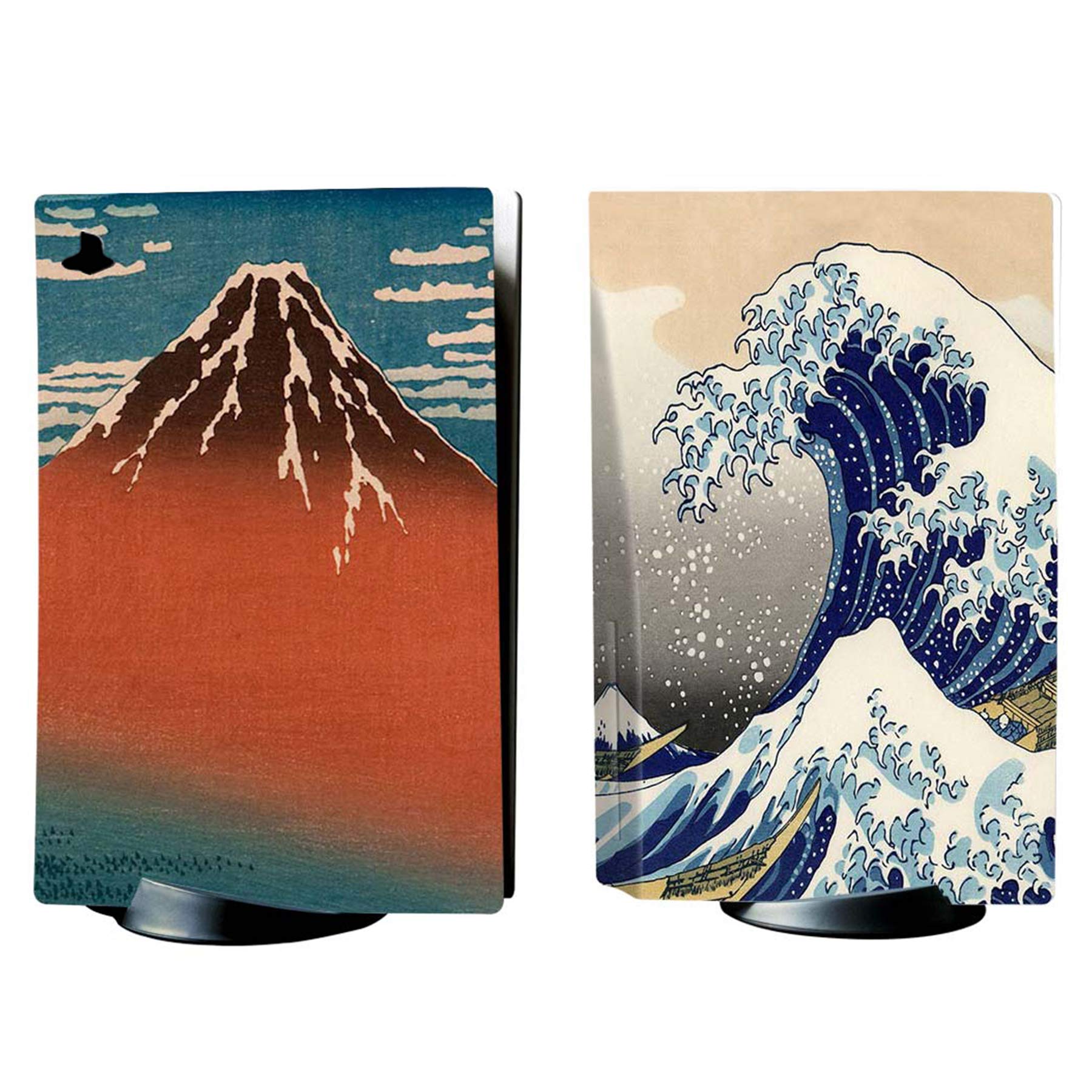 PlayVital The Great Wave Full Skin Decal Set for PS5 Console Disc Edition - Protective Vinyl Stickers for PS5 Controller, Charging Station, Headset & Media Remote - Japanese Wave Art Design for Gaming Setup & Home Decor